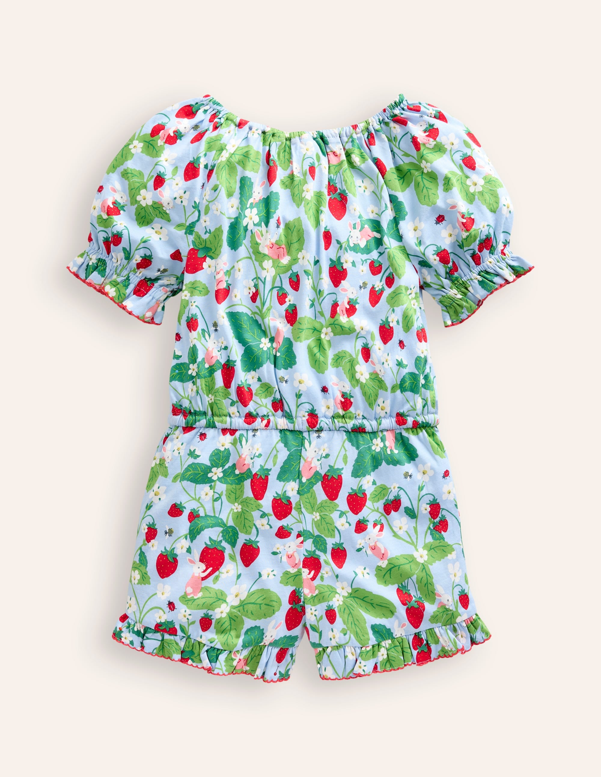 Printed Jersey Playsuit-Strawberry Field - Image 2