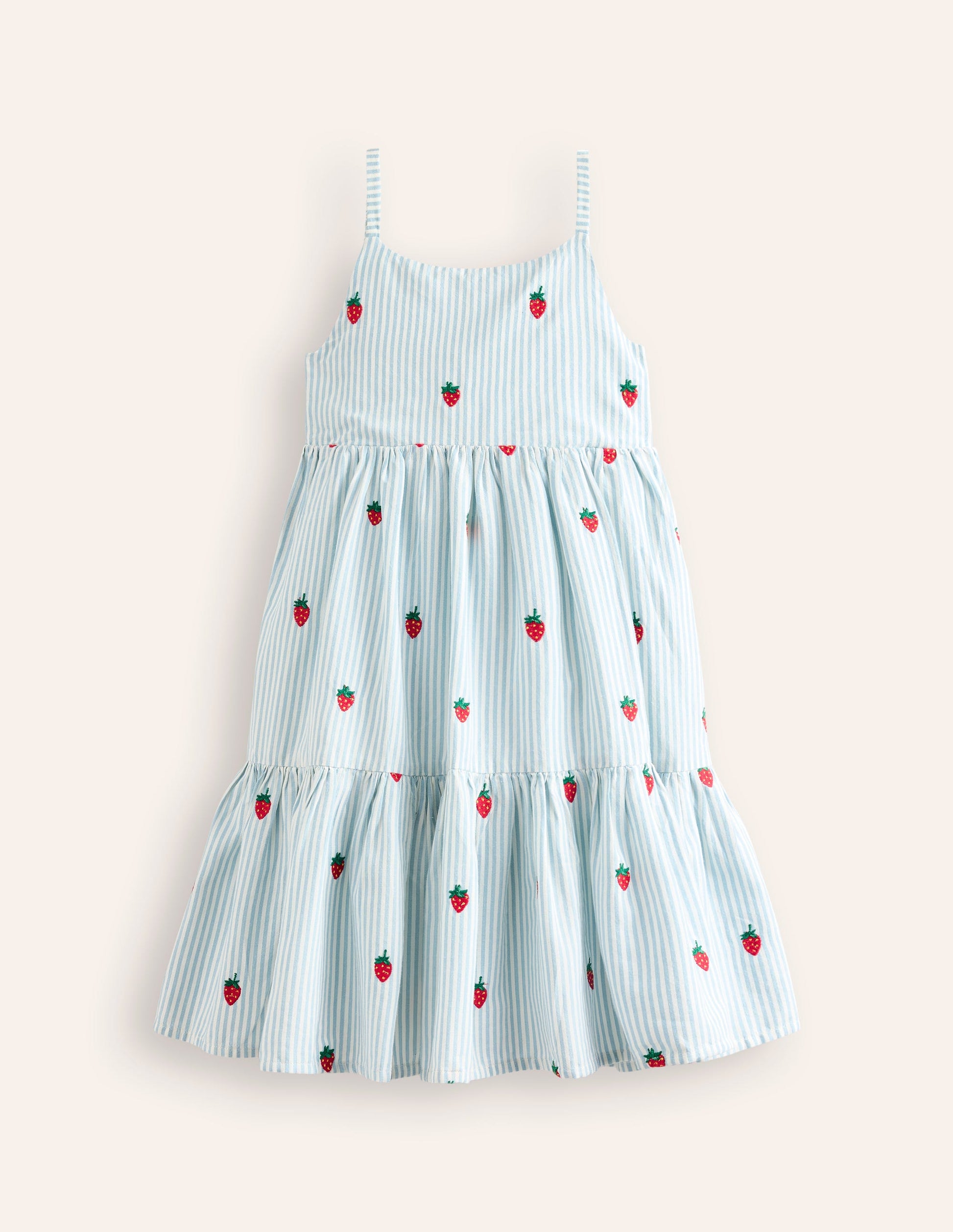 Tiered Twirly Sundress-Vintage Blue/ Ivory Strawberry-1