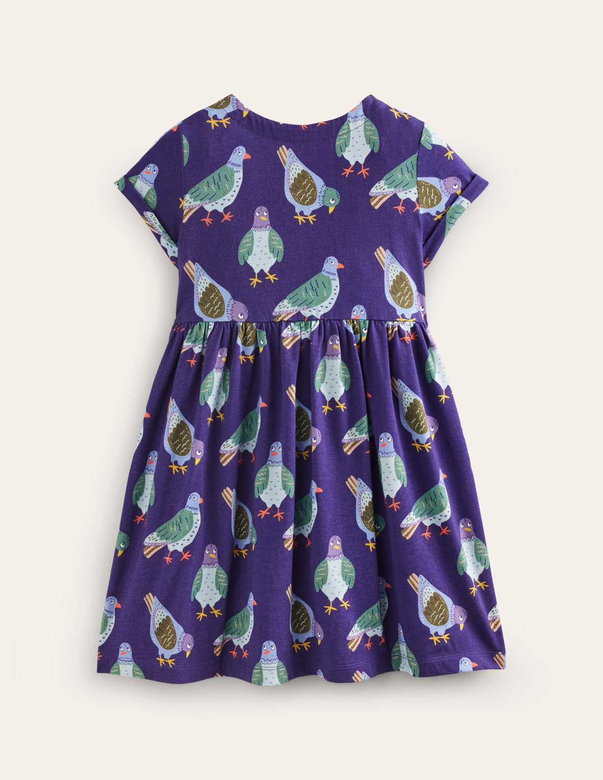 Short-sleeved Fun Jersey Dress-Starboard Navy Pigeons-3