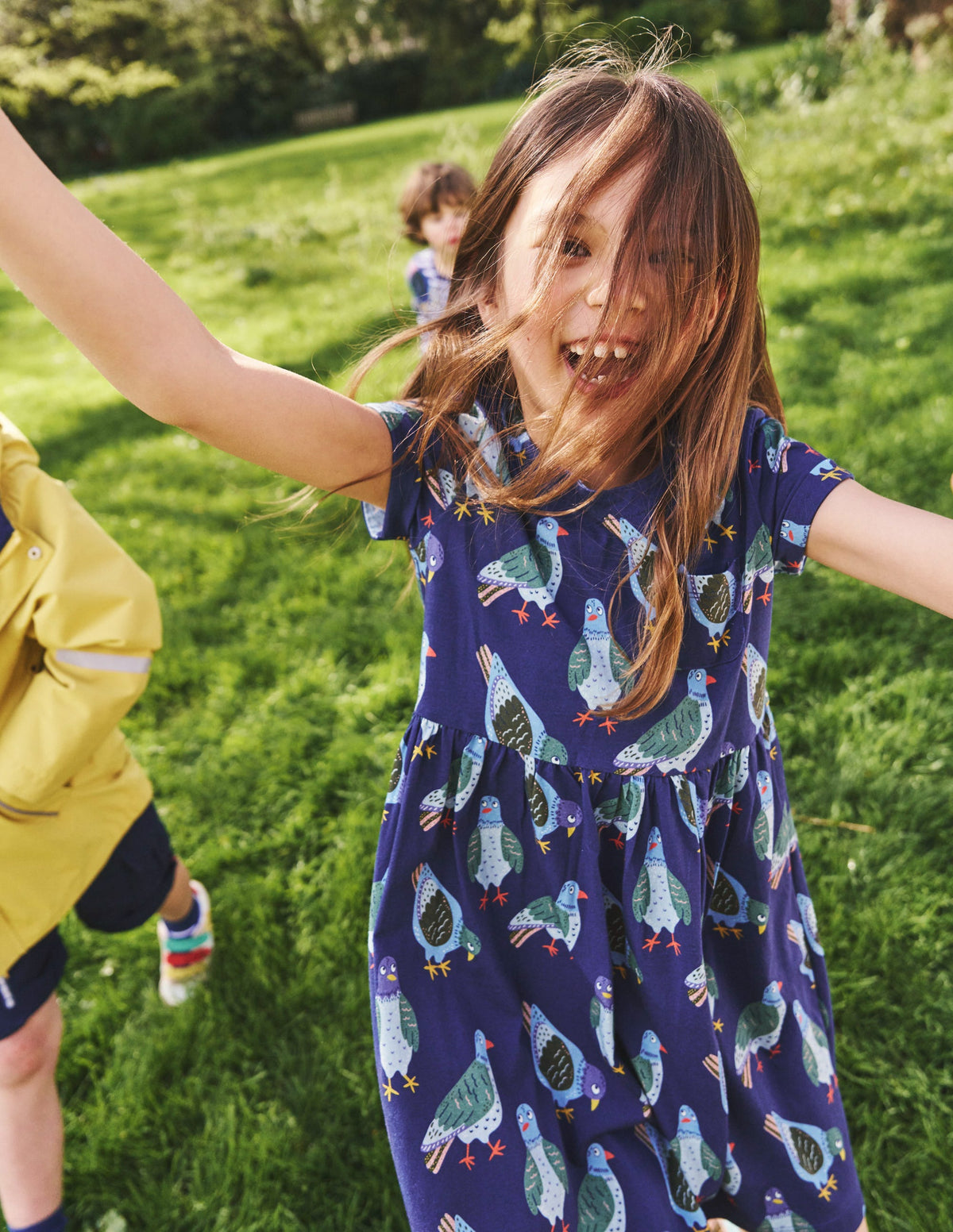 Short-sleeved Fun Jersey Dress-Starboard Navy Pigeons-5