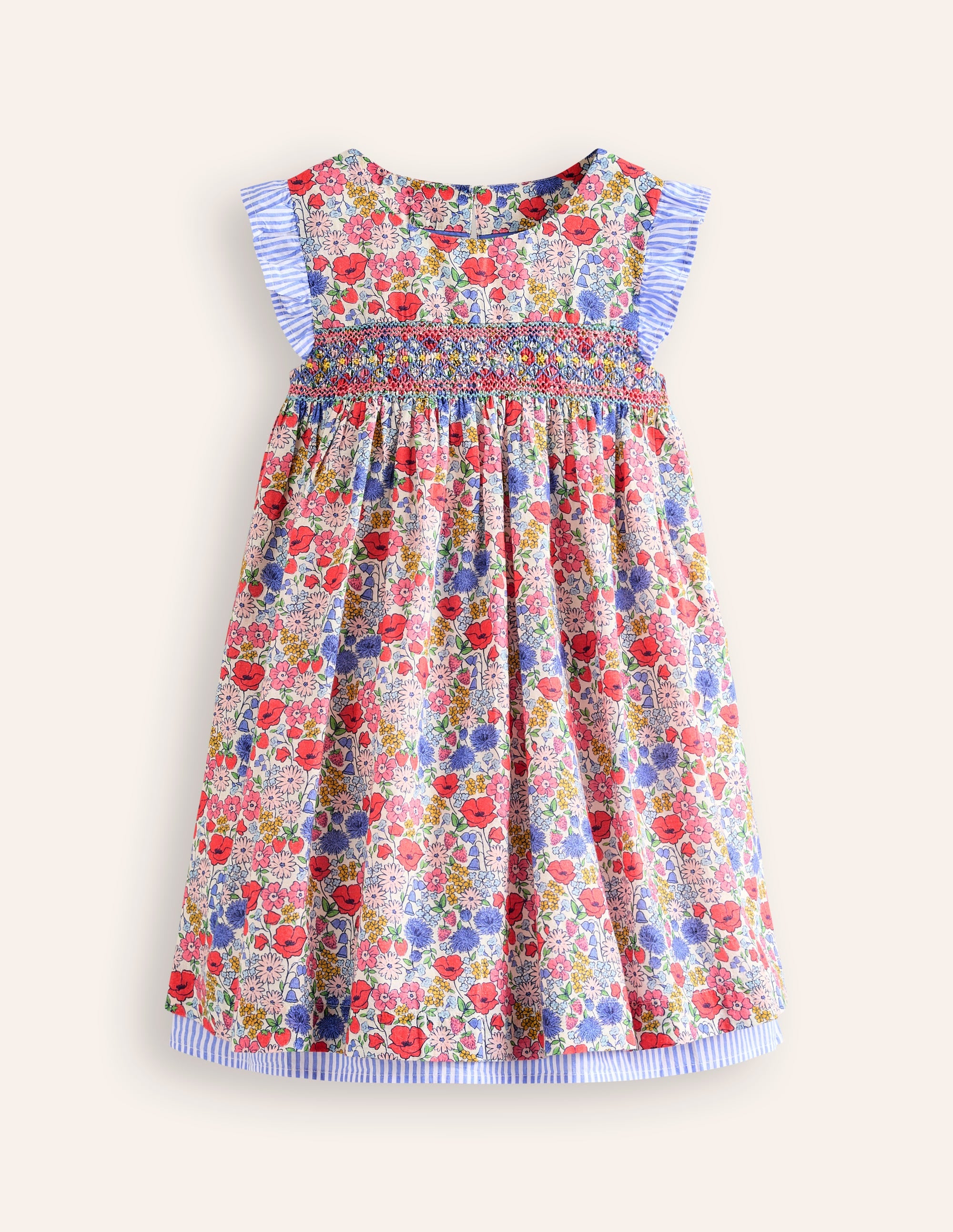 Smocked Lace Trim Dress-Multi Flowerbed - Image 3