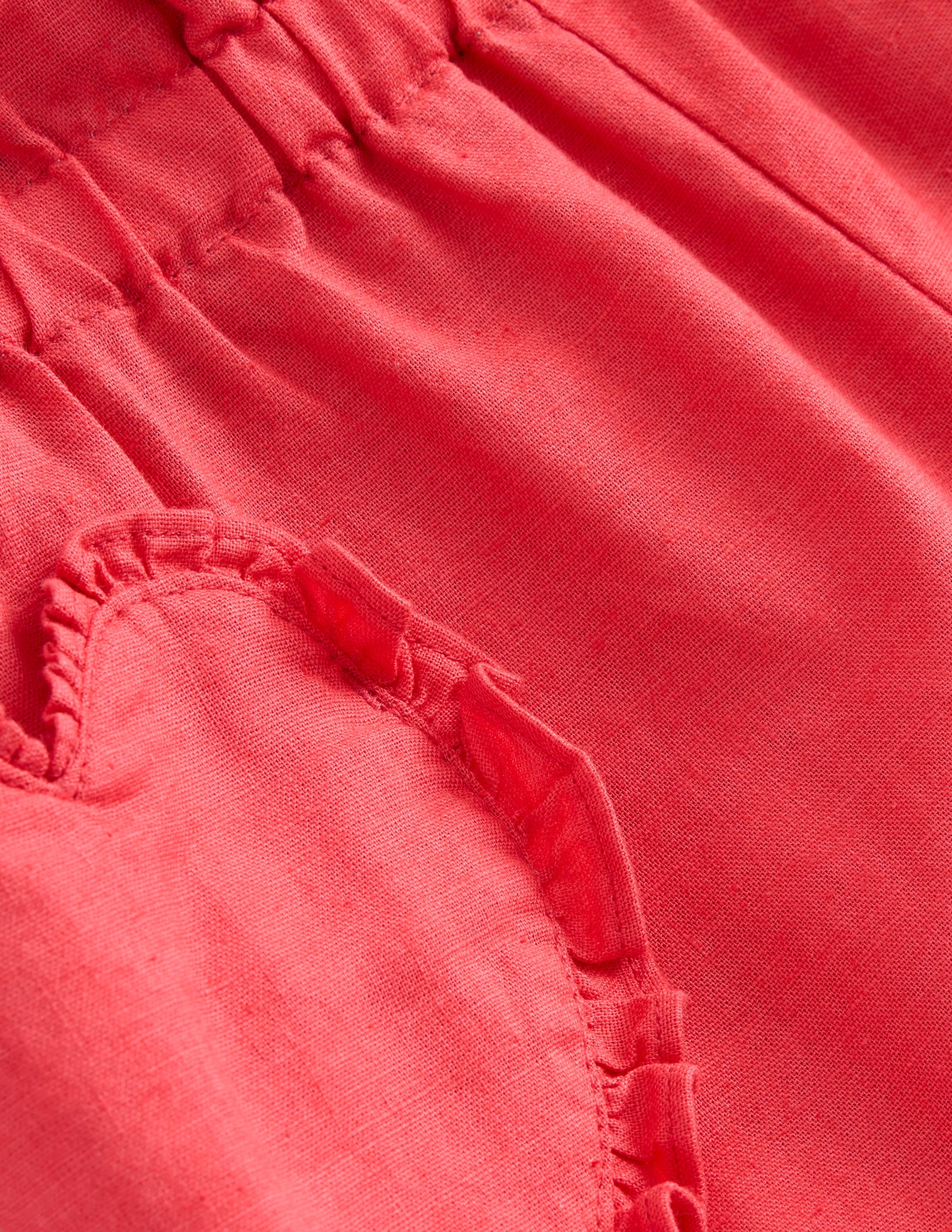 Cotton Linen Pull-on Trousers-Jam Red - Image 3