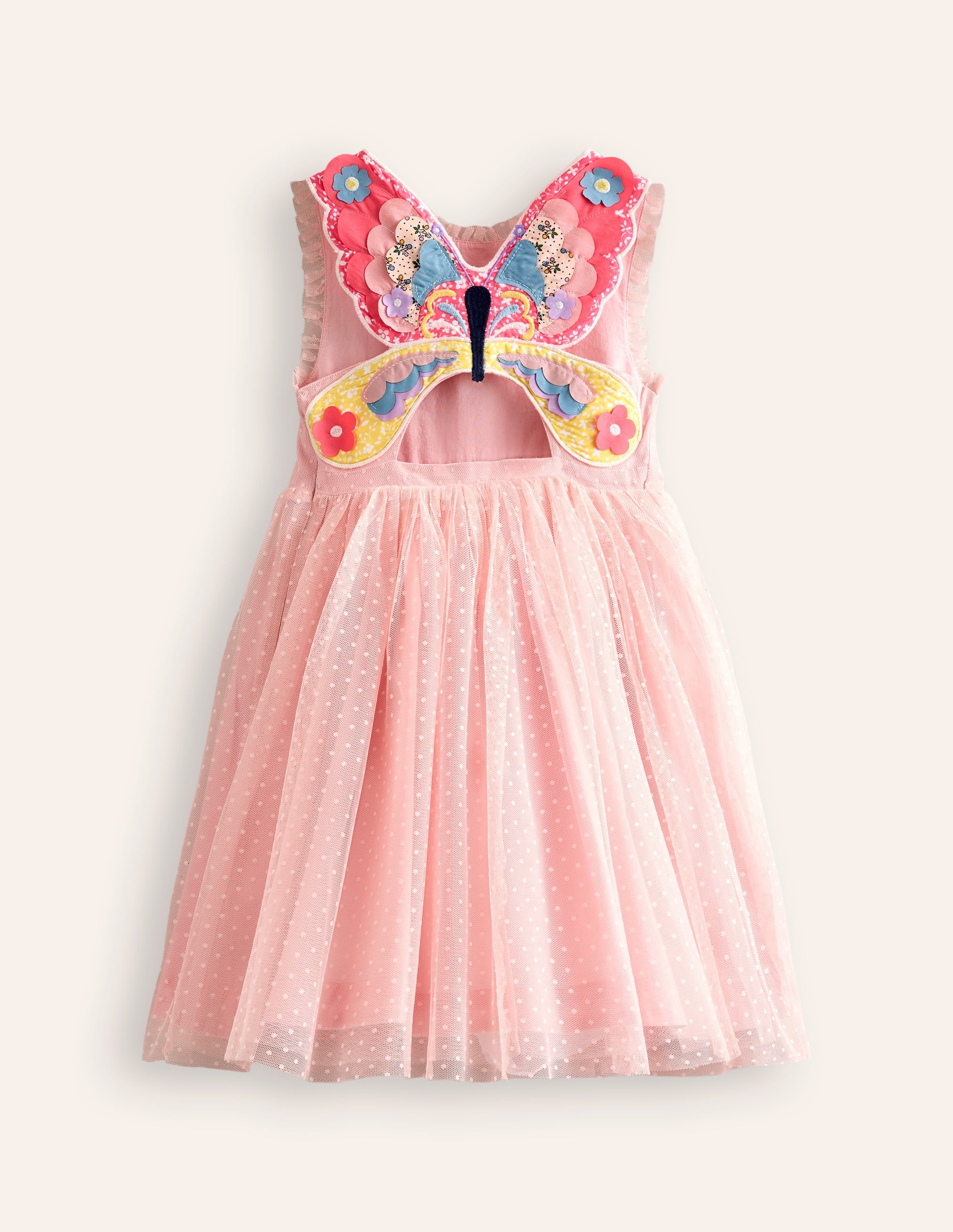 Tulle Appliqué Back Dress-Ballet Pink Butterfly - Image 2