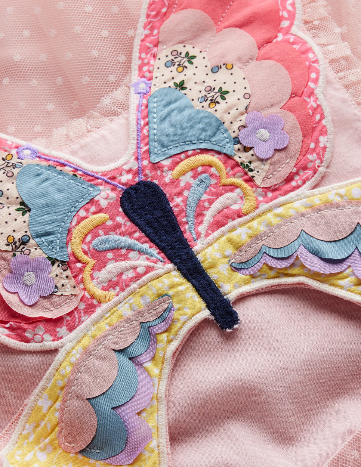 Tulle Appliqué Back Dress-Ballet Pink Butterfly-3
