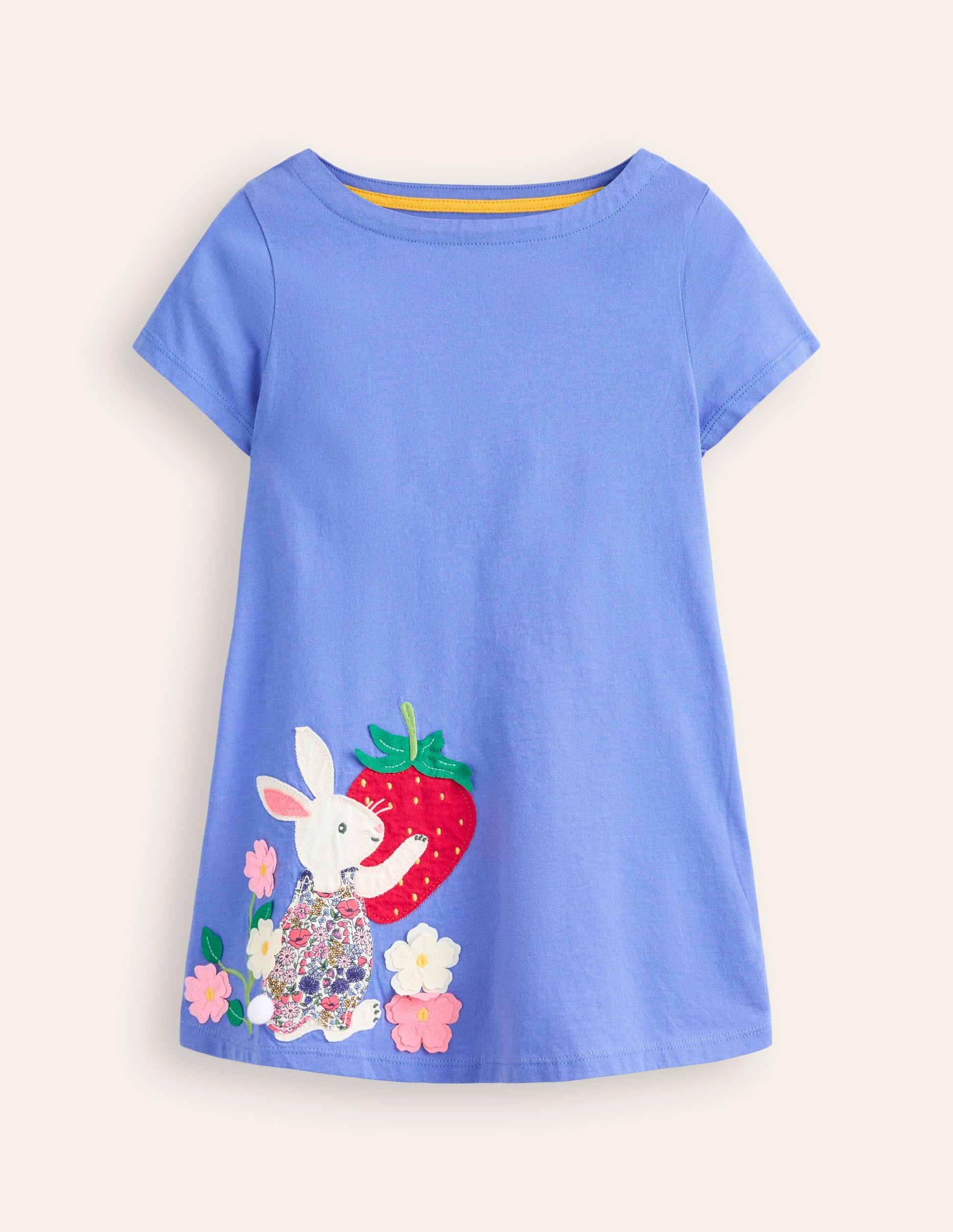 Short Sleeve Appliqué Tunic-Surf Blue Bunny-1