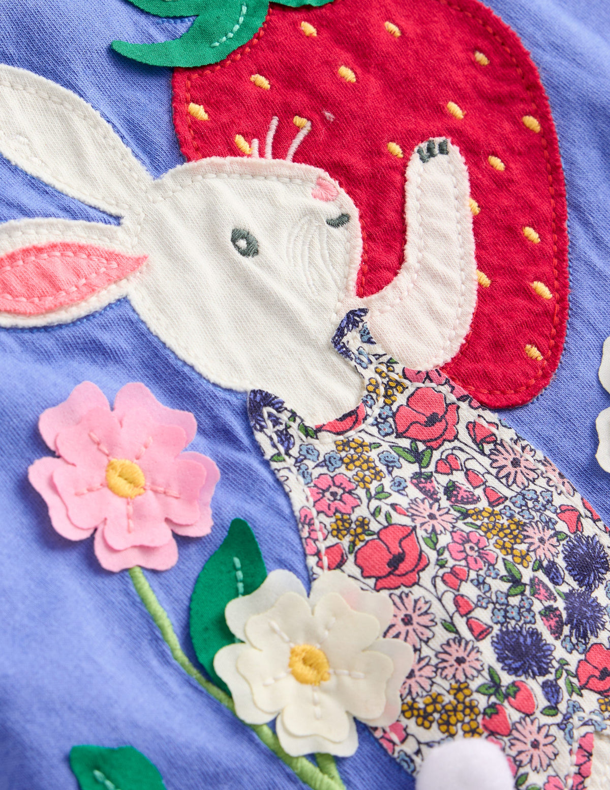 Short Sleeve Appliqué Tunic-Surf Blue Bunny-3