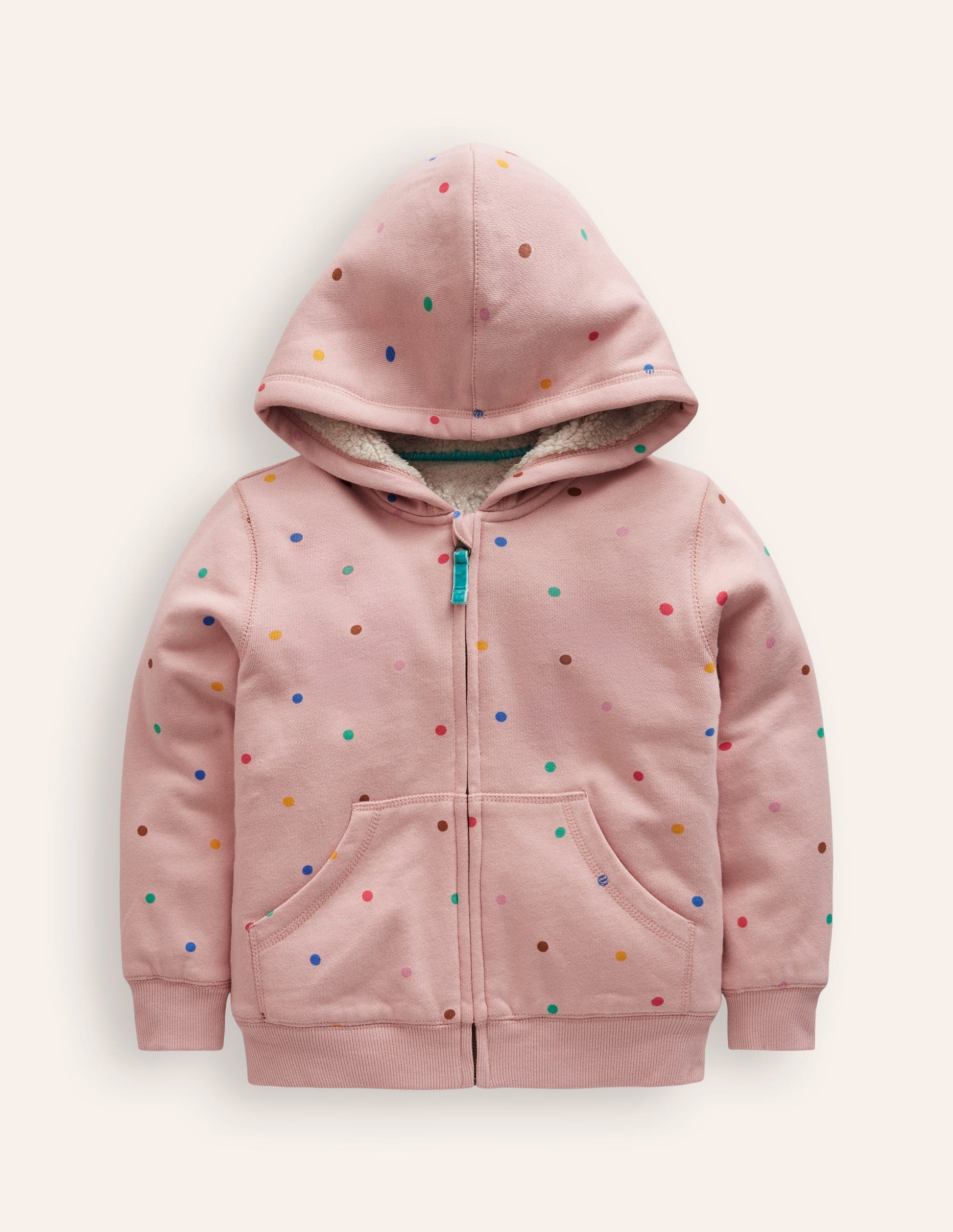 Shaggy-lined Hoodie-Provence Dusty Pink Multi Spot-1