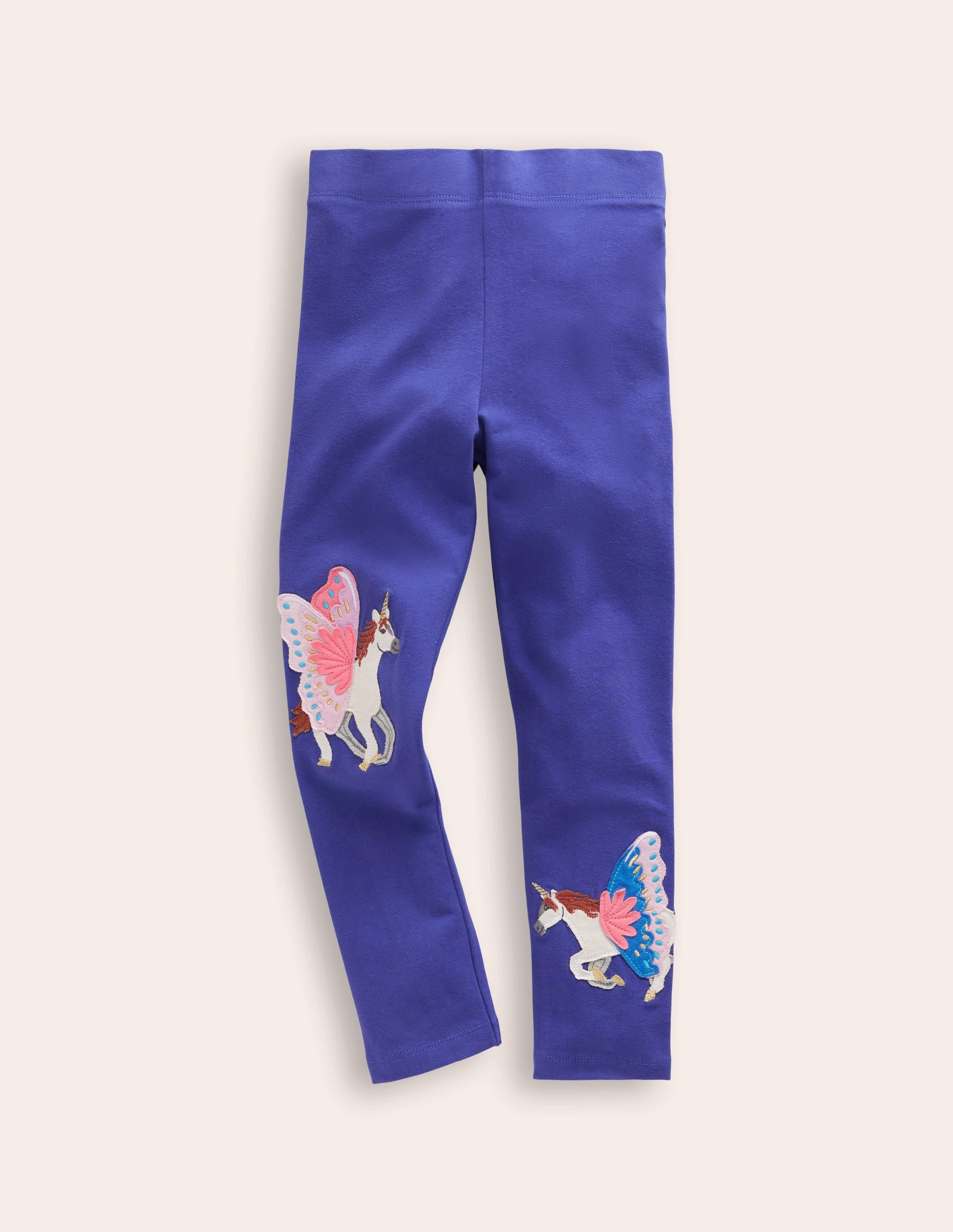 Appliqué Leggings-Navy Unicorns - Image 1