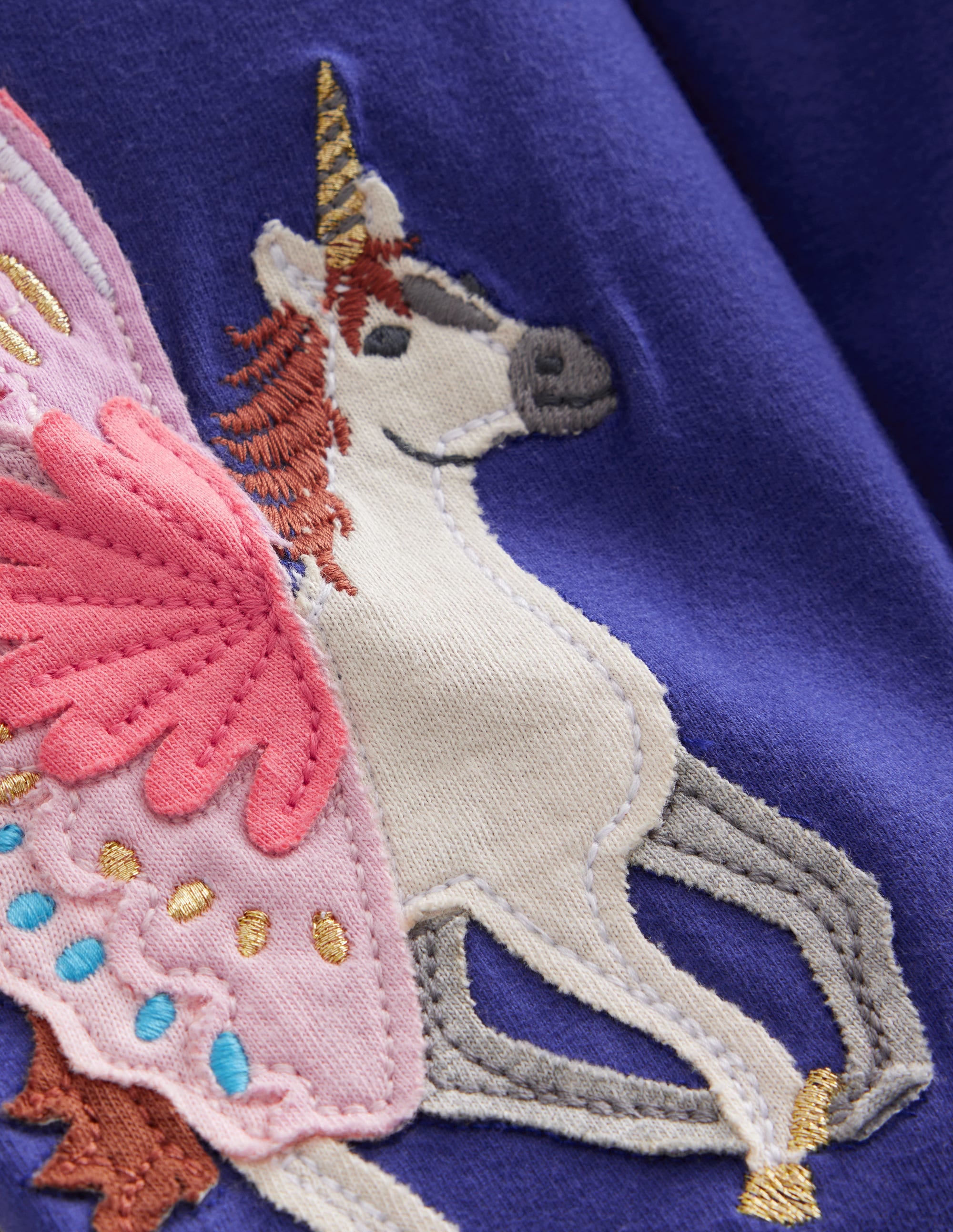 Appliqué Leggings-Navy Unicorns - Image 3