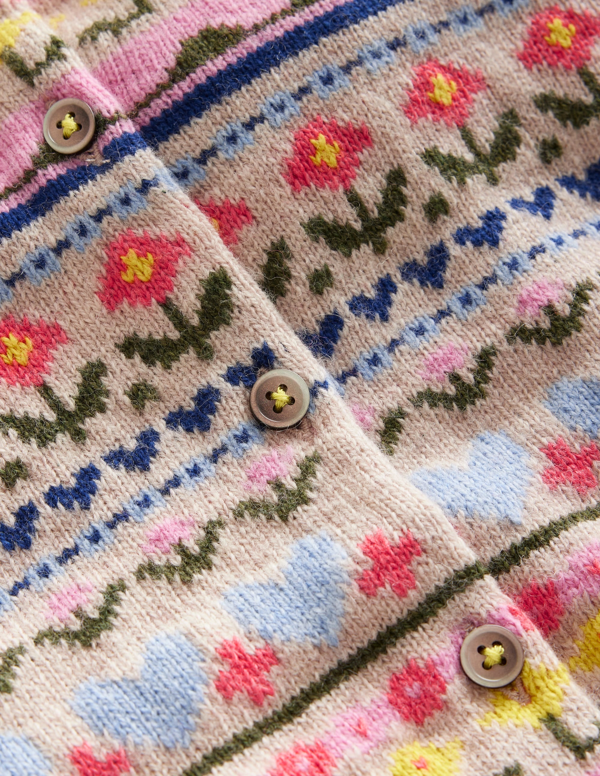 Floral Fair Isle Cardigan-Ecru Marl Flowers - Image 7