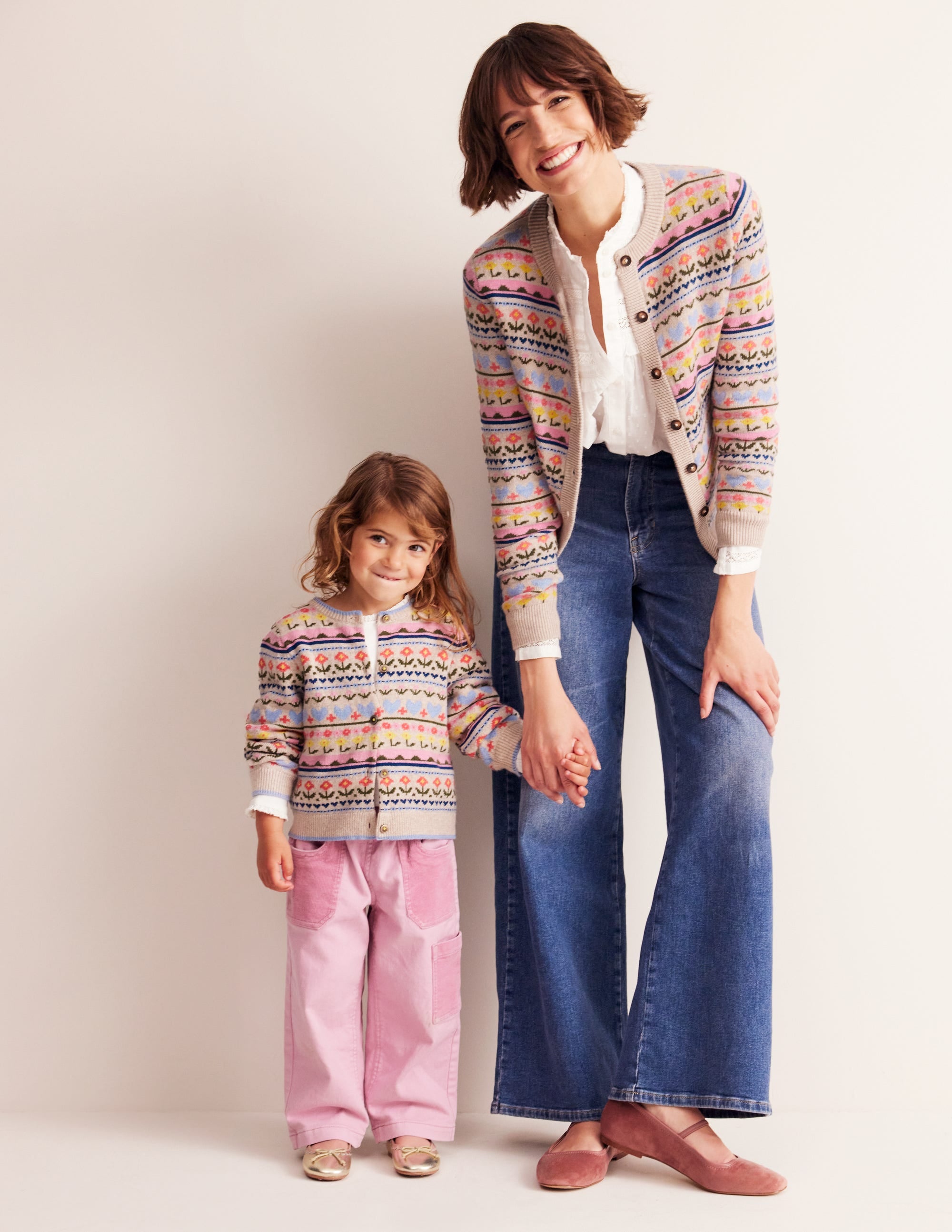 Floral Fair Isle Cardigan-Ecru Marl Flowers - Image 4