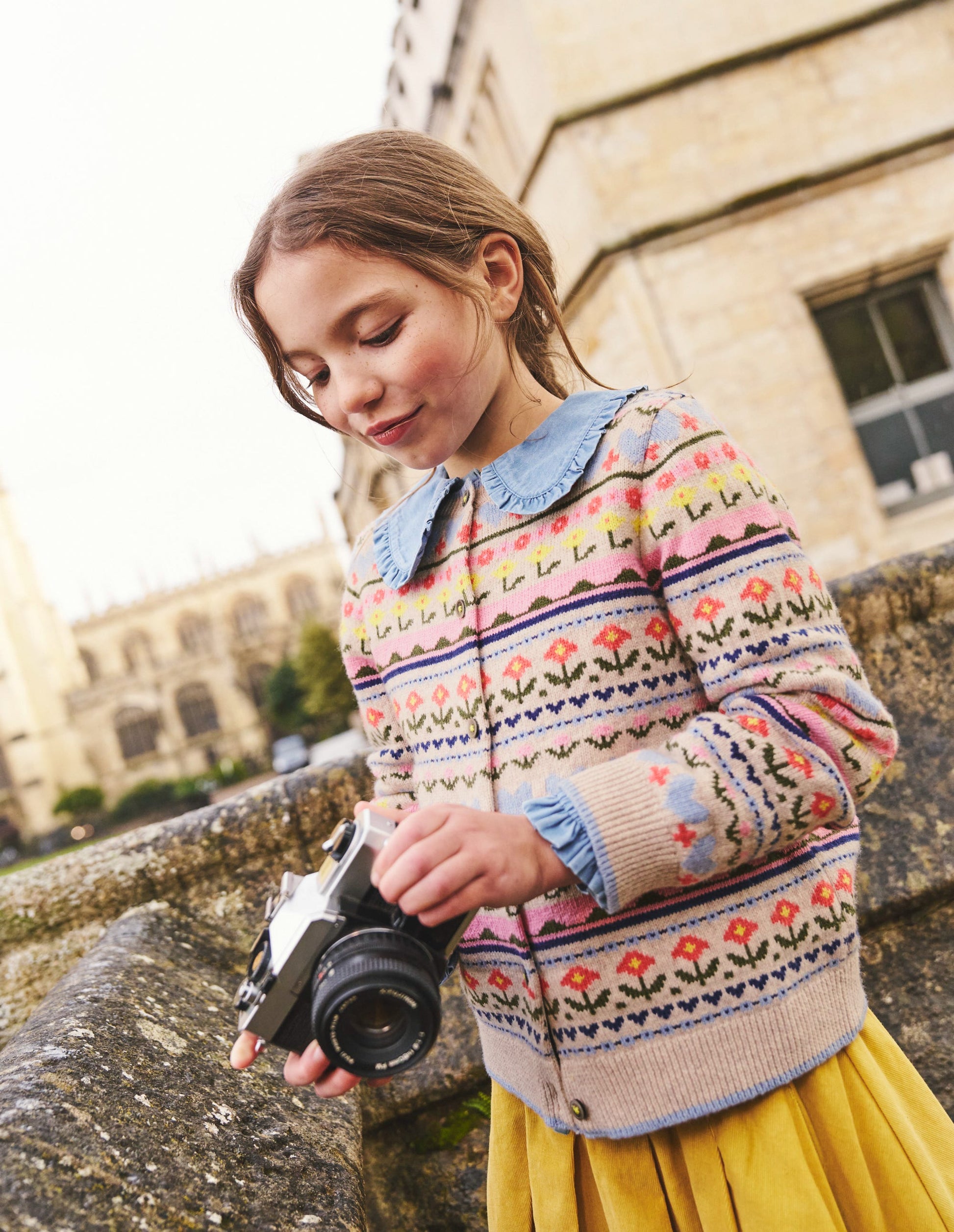 Floral Fair Isle Cardigan-Ecru Marl Flowers-8