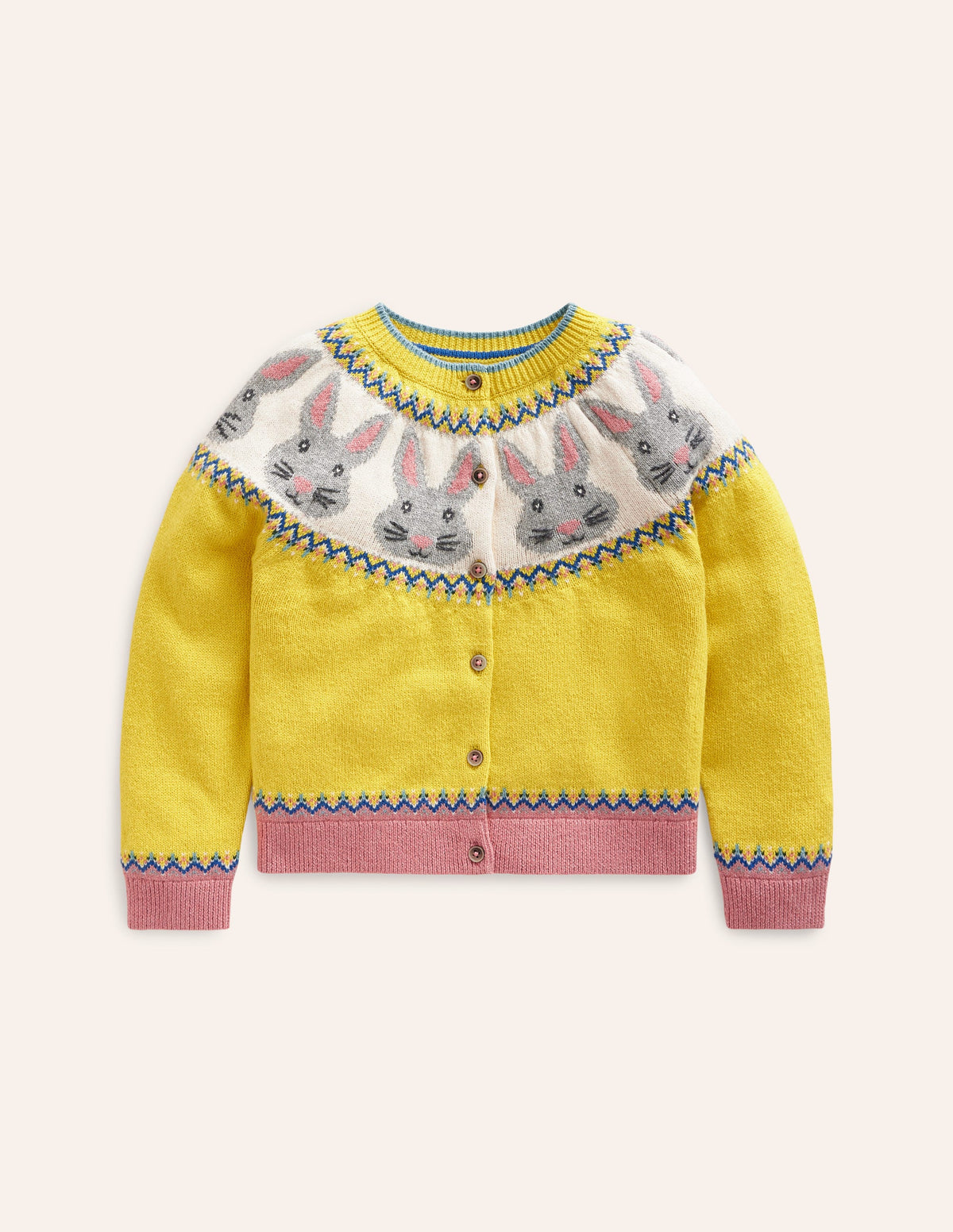 Edie Fair Isle Cardigan-Honeycomb Yellow Bunnies - Image 4