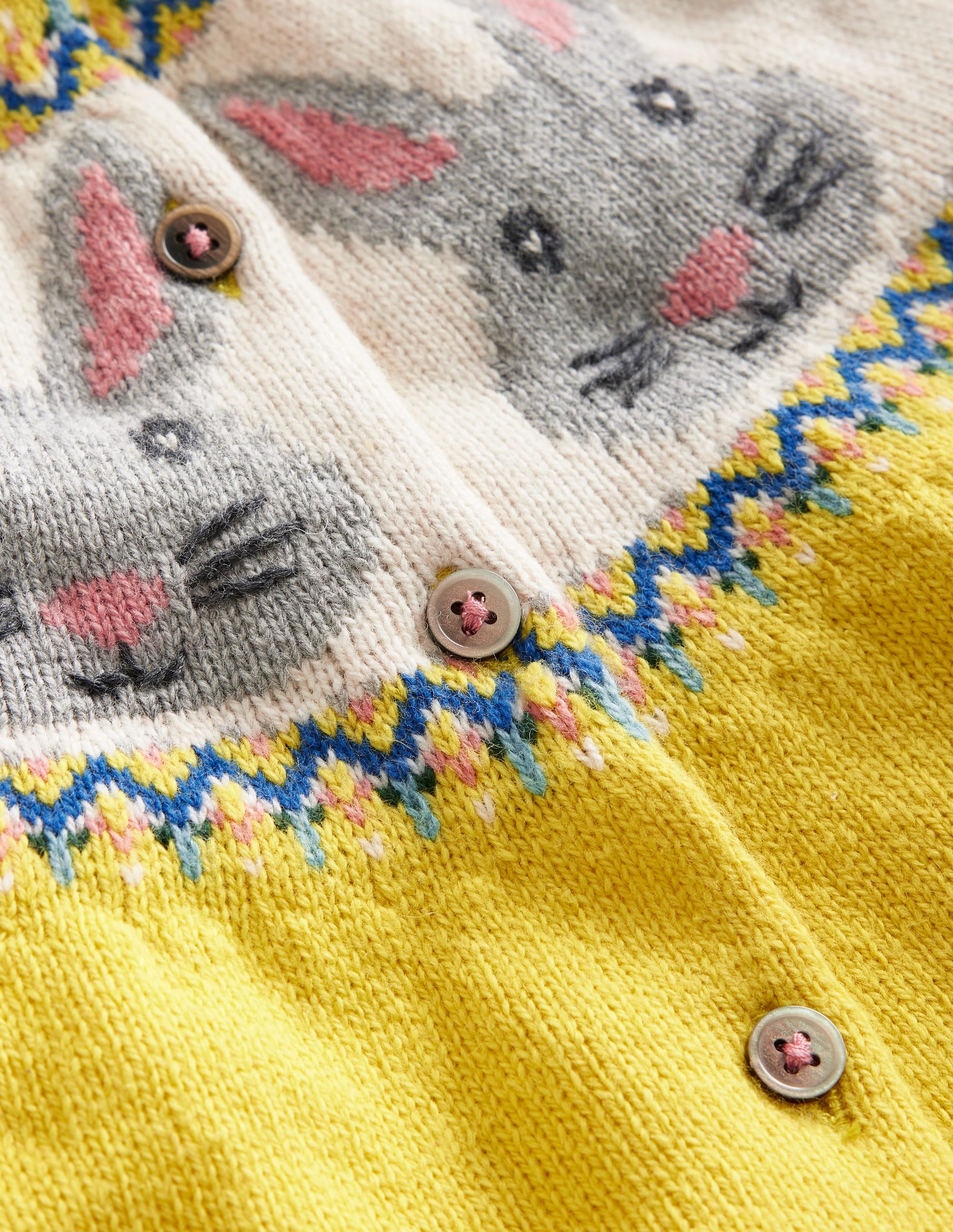 Edie Fair Isle Cardigan-Honeycomb Yellow Bunnies - Image 6