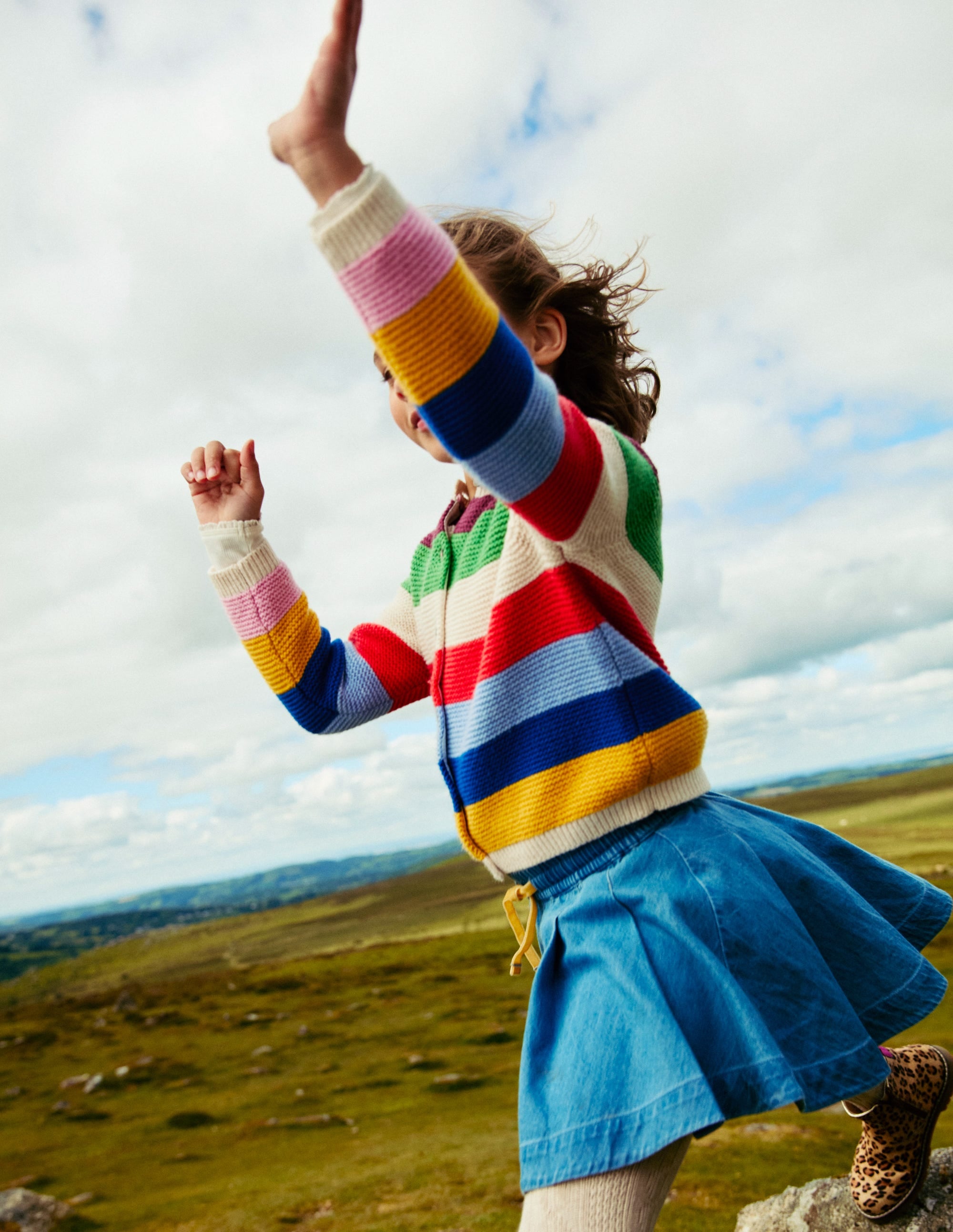 Textured Cardigan-Rainbow Multi Stripe - Image 4