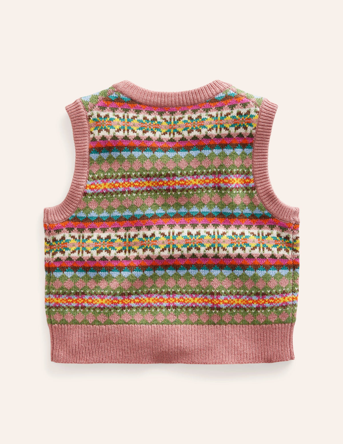 Fair Isle Knitted Tank-Green/ Pink Fair Isle - Image 6