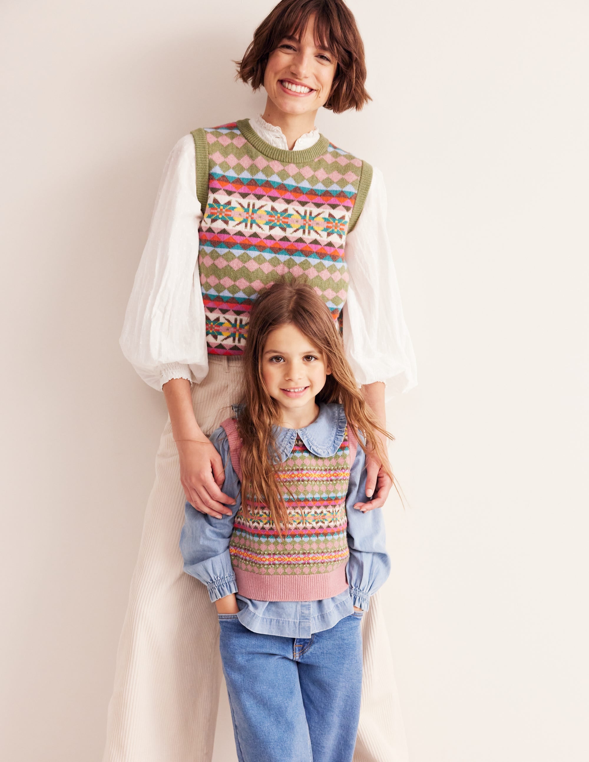 Fair Isle Knitted Tank-Green/ Pink Fair Isle - Image 3