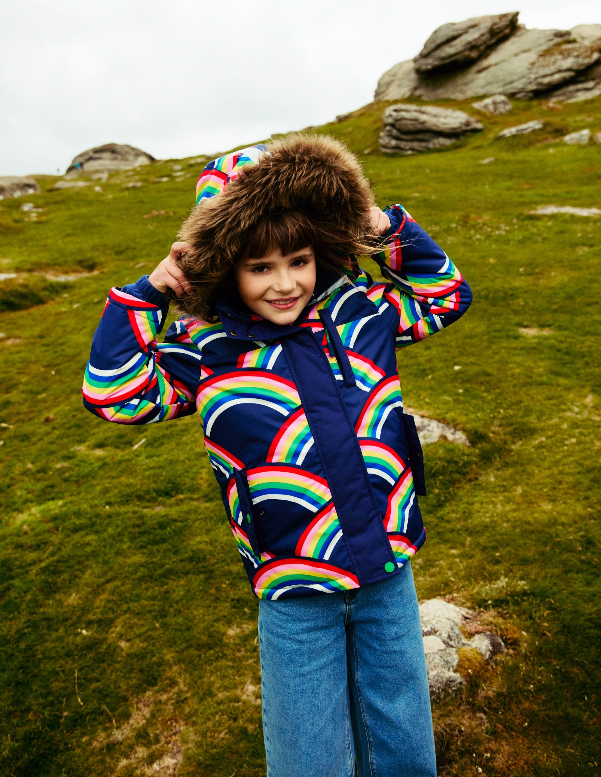 All-Weather Waterproof Coat-College Navy Rainbows - Image 6