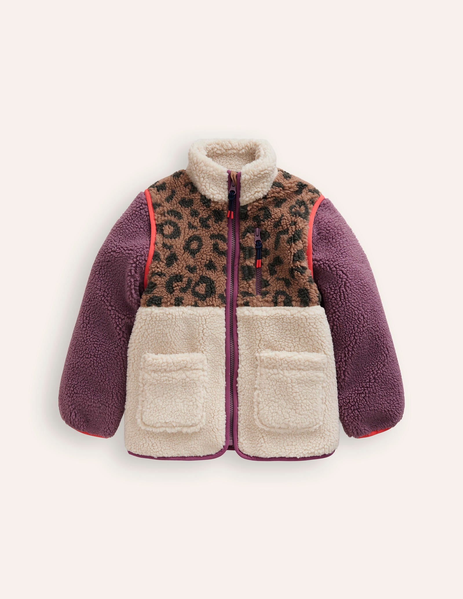 2-in-1 Borg Jacket-Leopard/ Aster Purple - Image 1