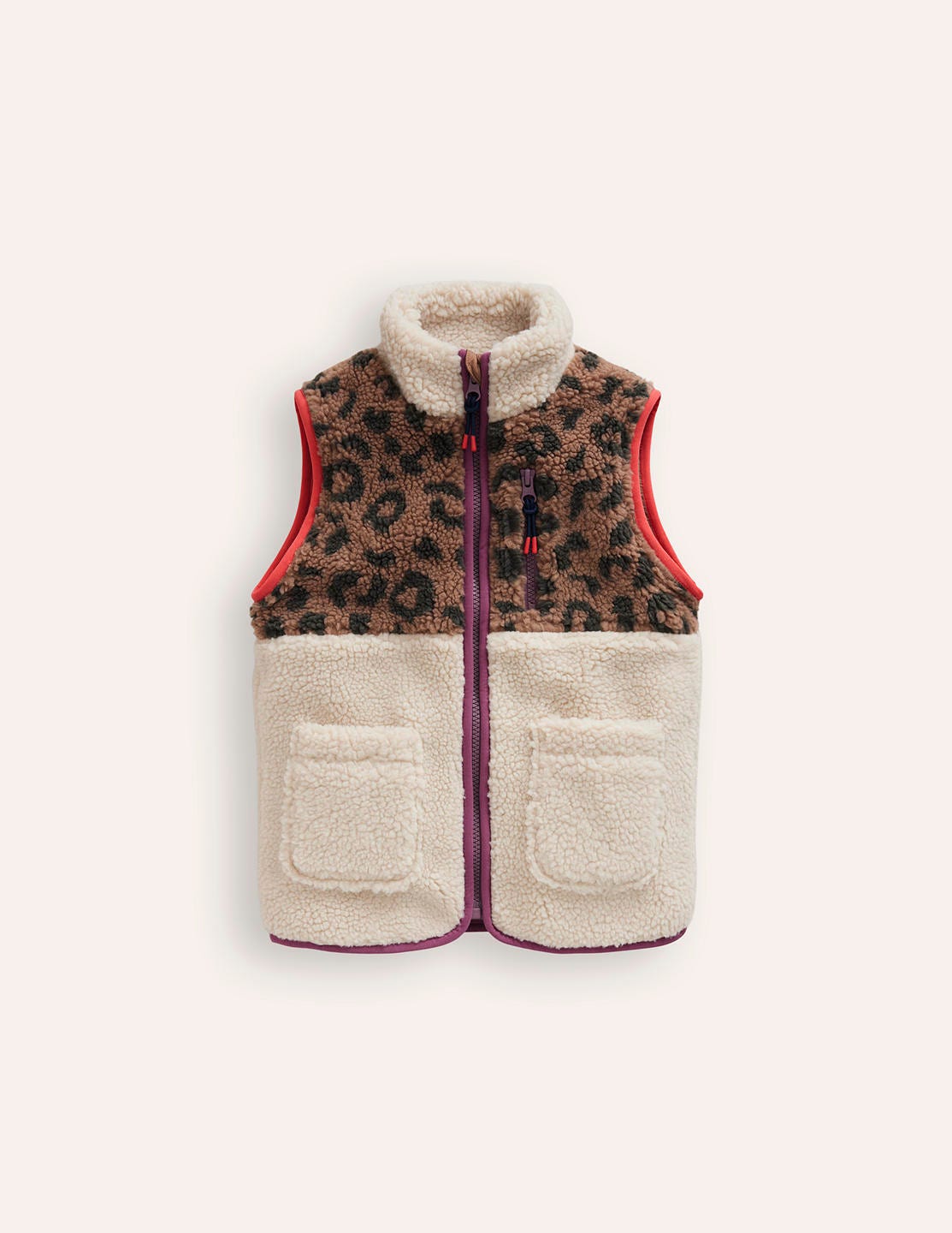 2-in-1 Borg Jacket-Leopard/ Aster Purple