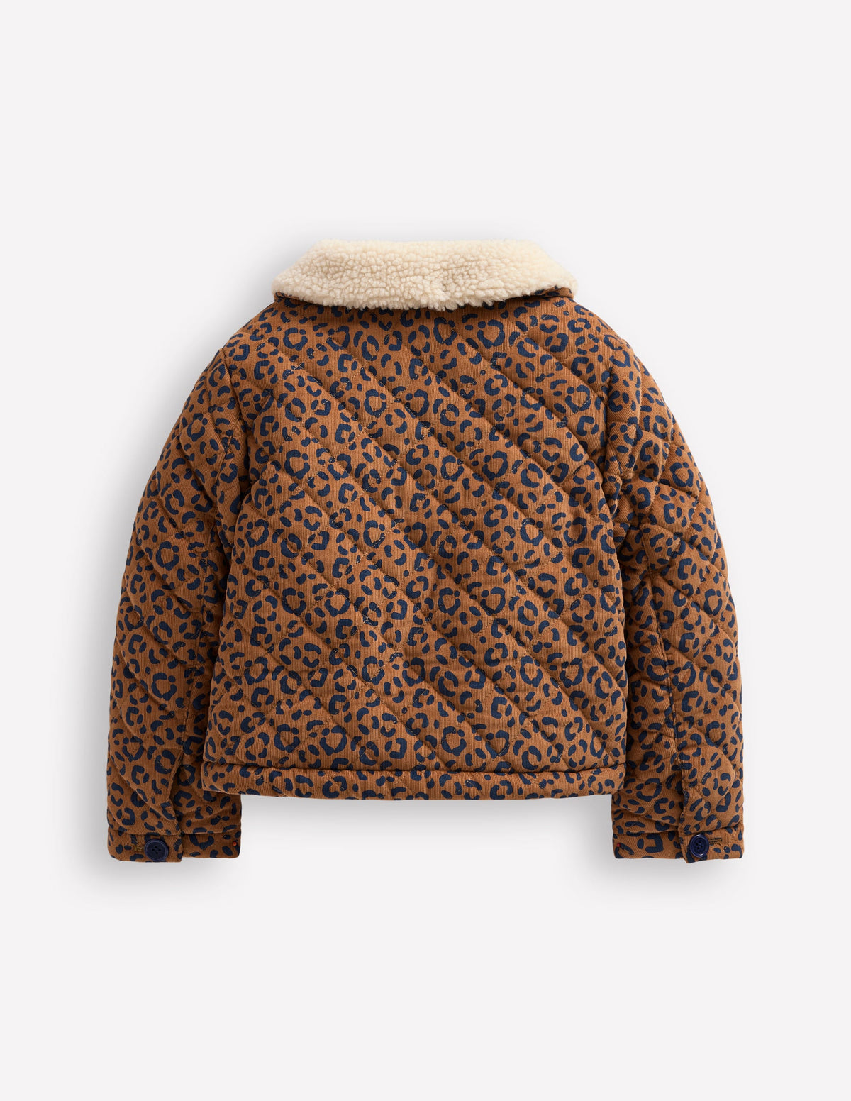 Borg Collared Cord Jacket-Tan Leopard Print - Image 2