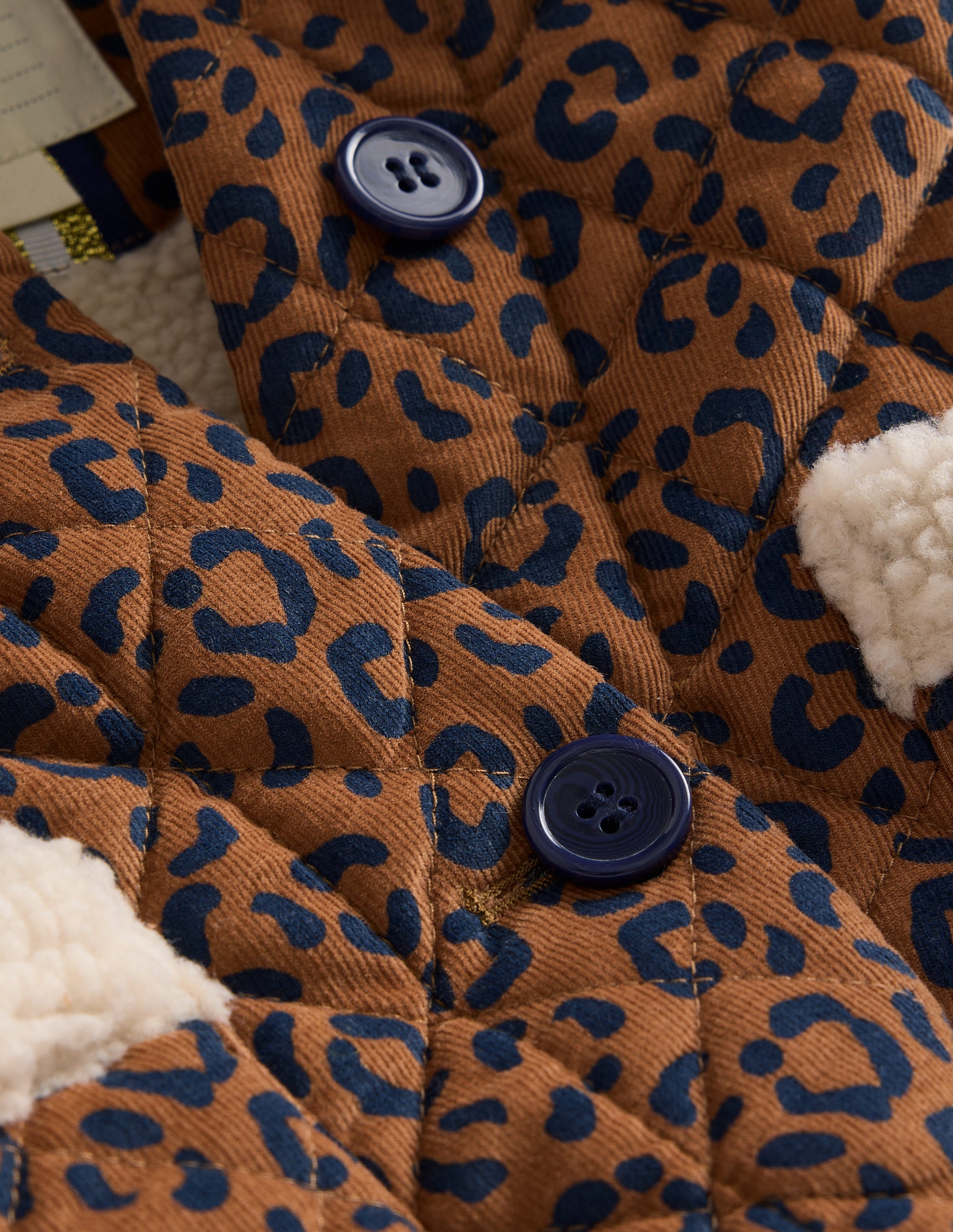 Borg Collared Cord Jacket-Tan Leopard Print - Image 3