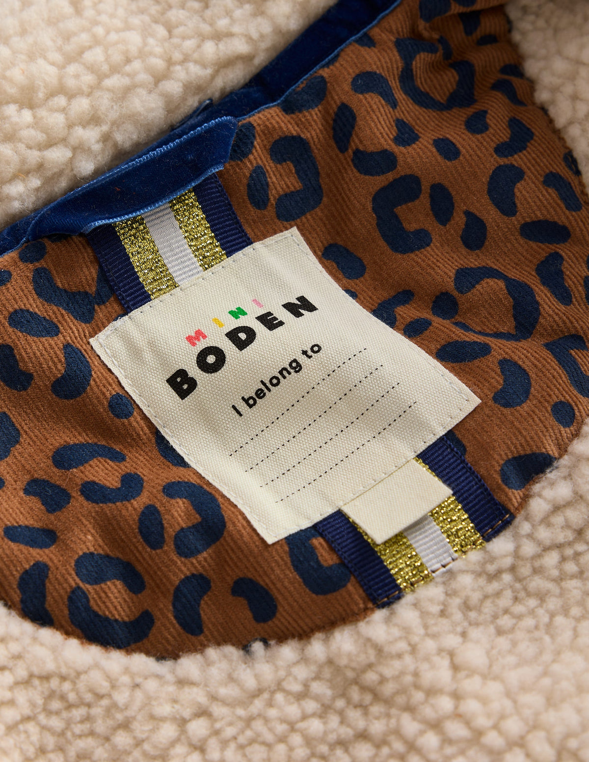 Borg Collared Cord Jacket-Tan Leopard Print - Image 4