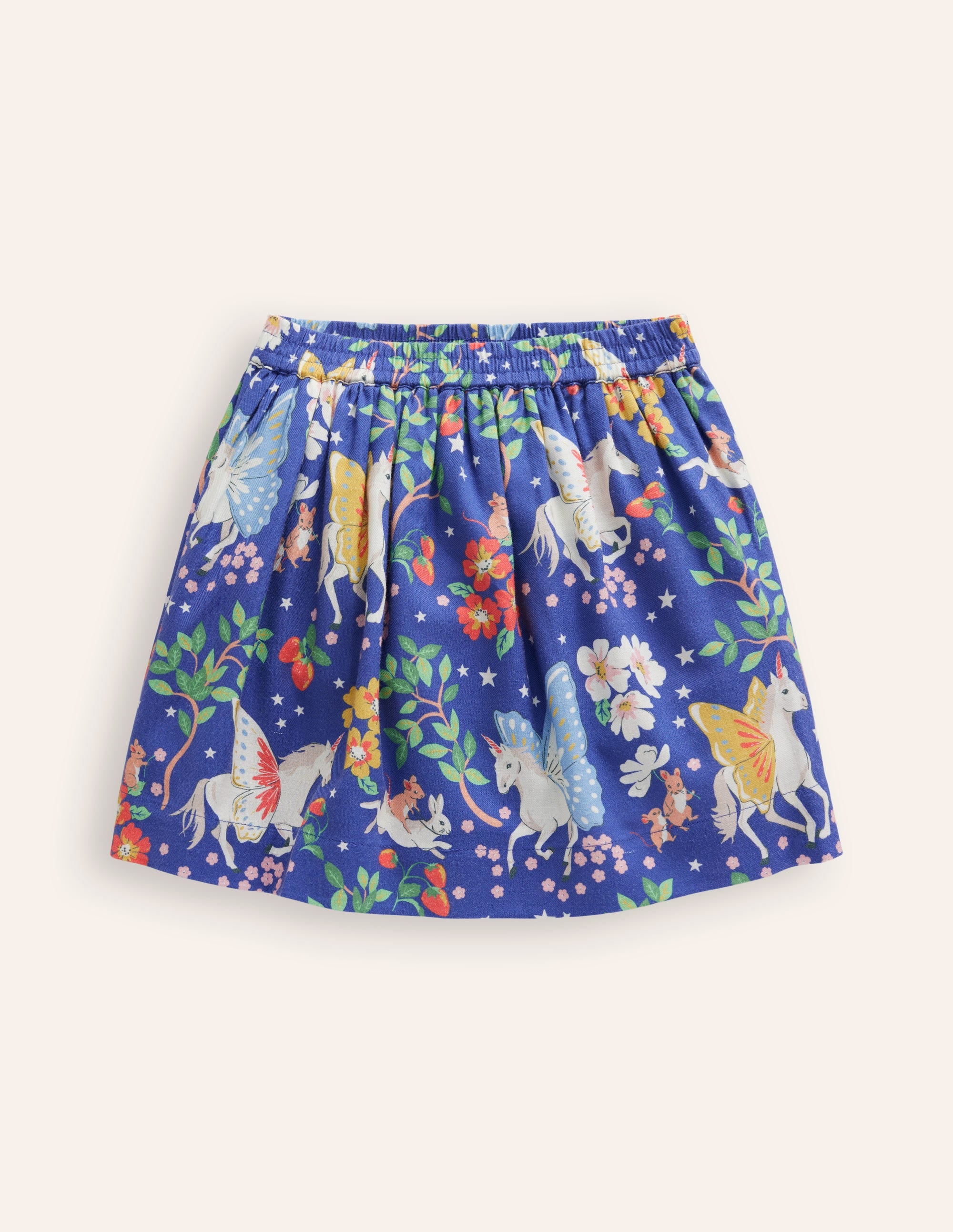 Printed Pull-On Twirly Skirt-Blue Enchanted Unicorn - Image 1