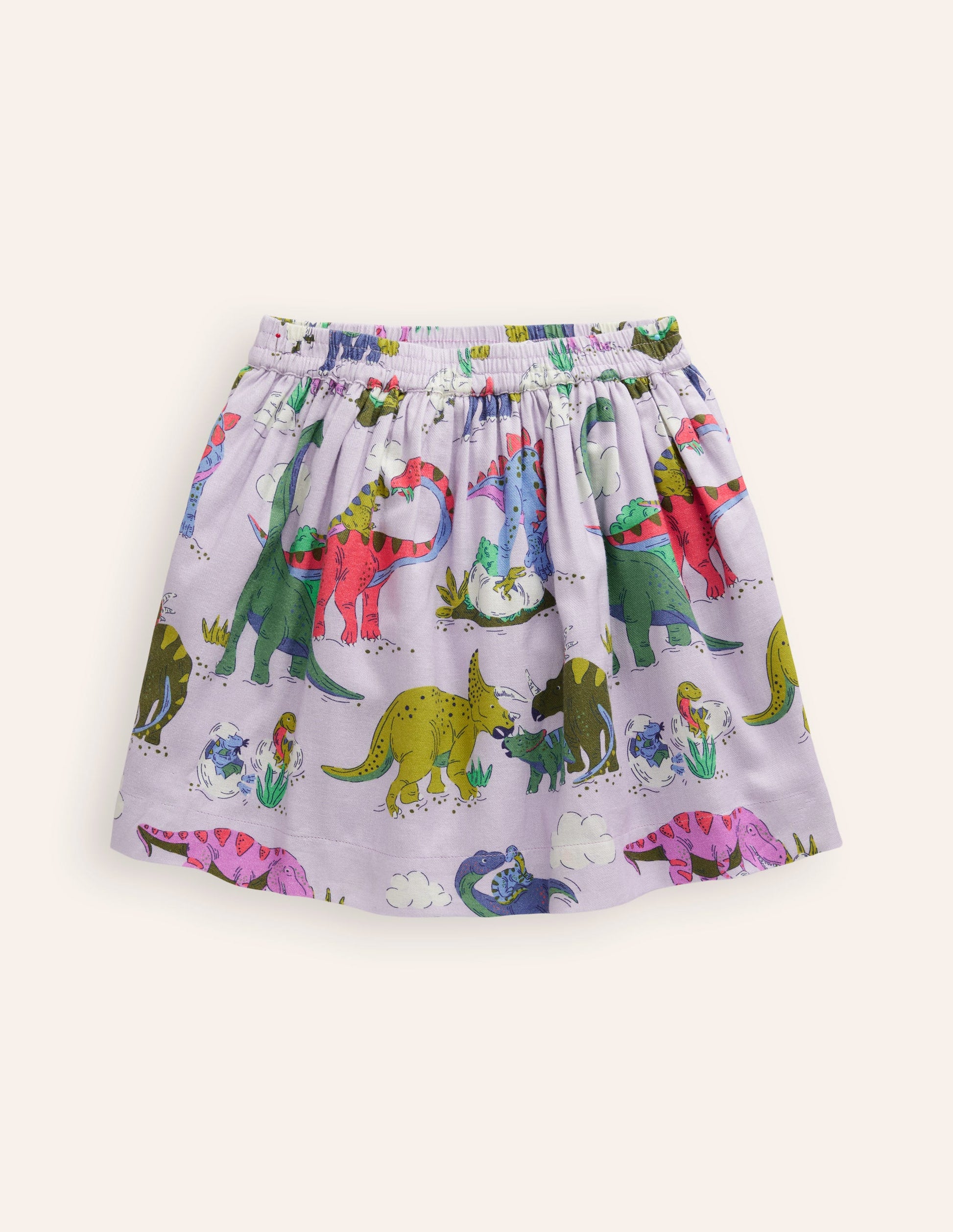 Printed Pull-On Twirly Skirt-Lilac Dino Family-3