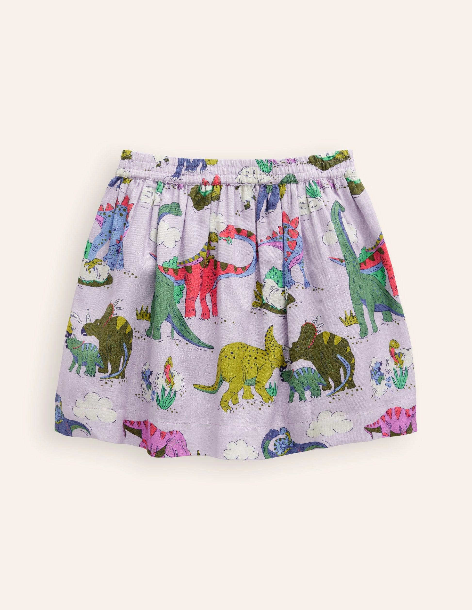 Printed Pull-On Twirly Skirt-Lilac Dino Family-4