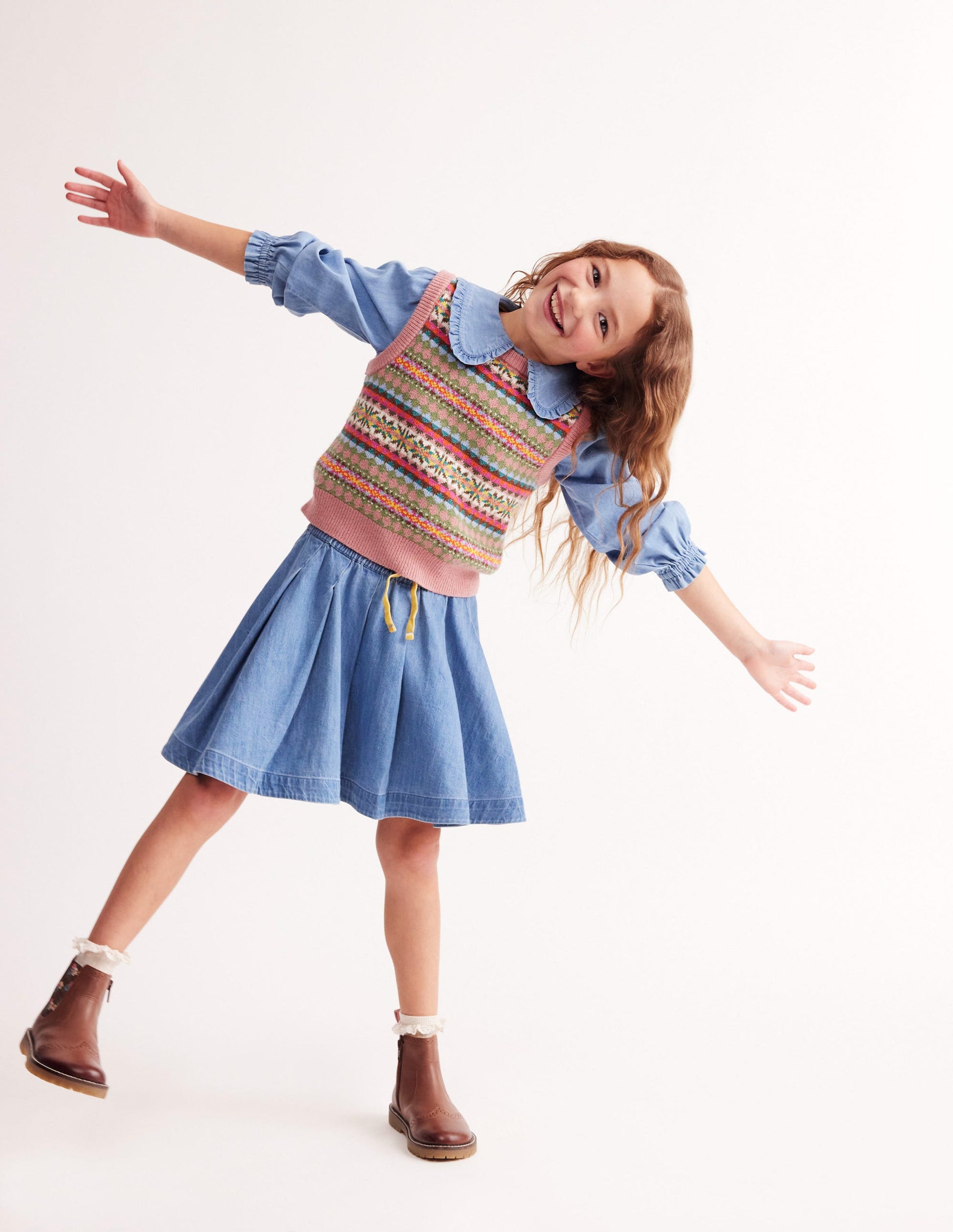 Pull-On Twirly Pleated Skirt-Light Vintage-5