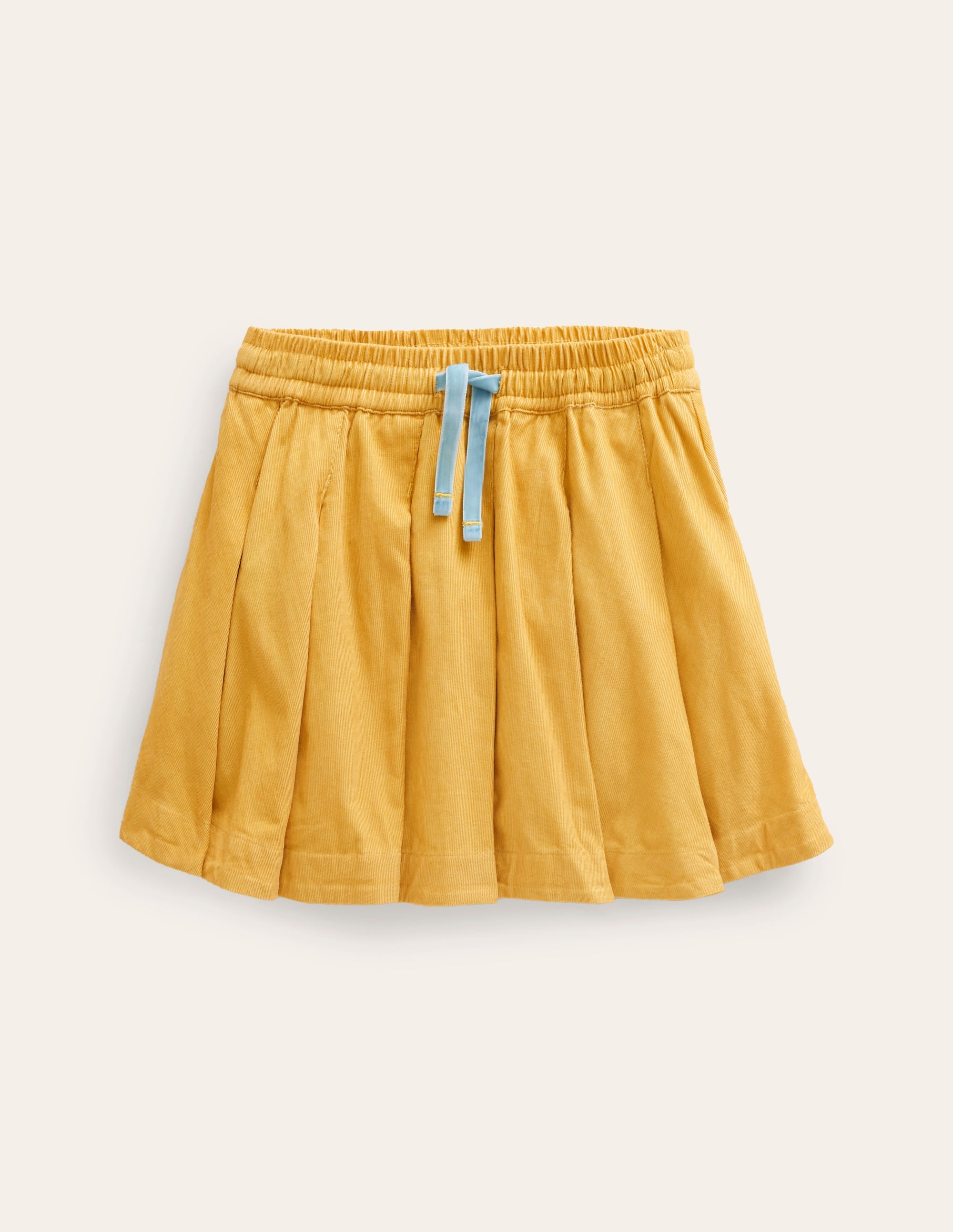 Pull-On Twirly Pleated Skirt-Canary Yellow Cord - Image 1