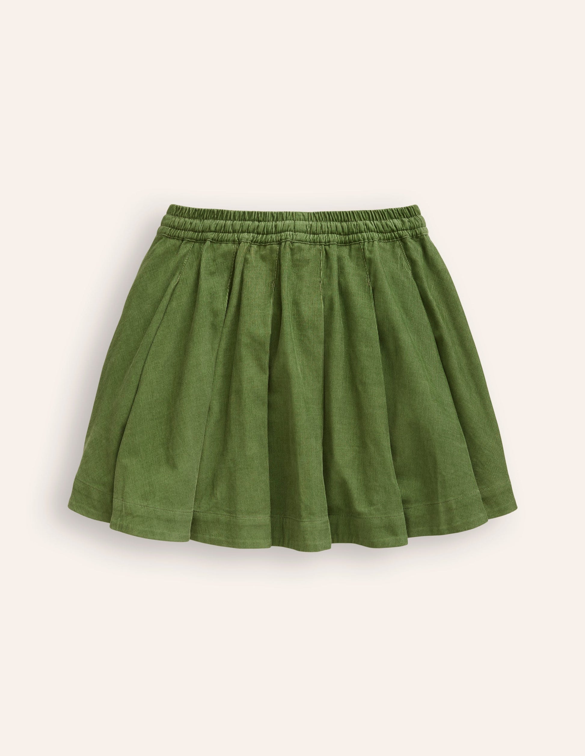 Pull-On Twirly Pleated Skirt-Iguana Green Cord-2