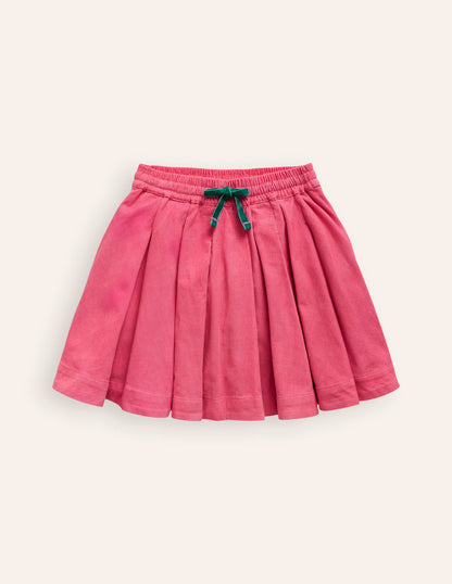 Pull-On Twirly Pleated Skirt-Rose Pink Cord-1