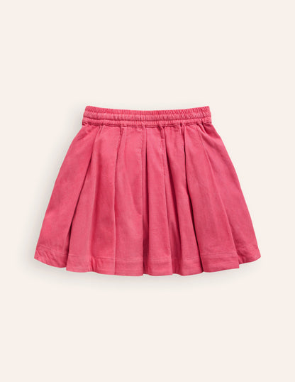 Pull-On Twirly Pleated Skirt-Rose Pink Cord-2