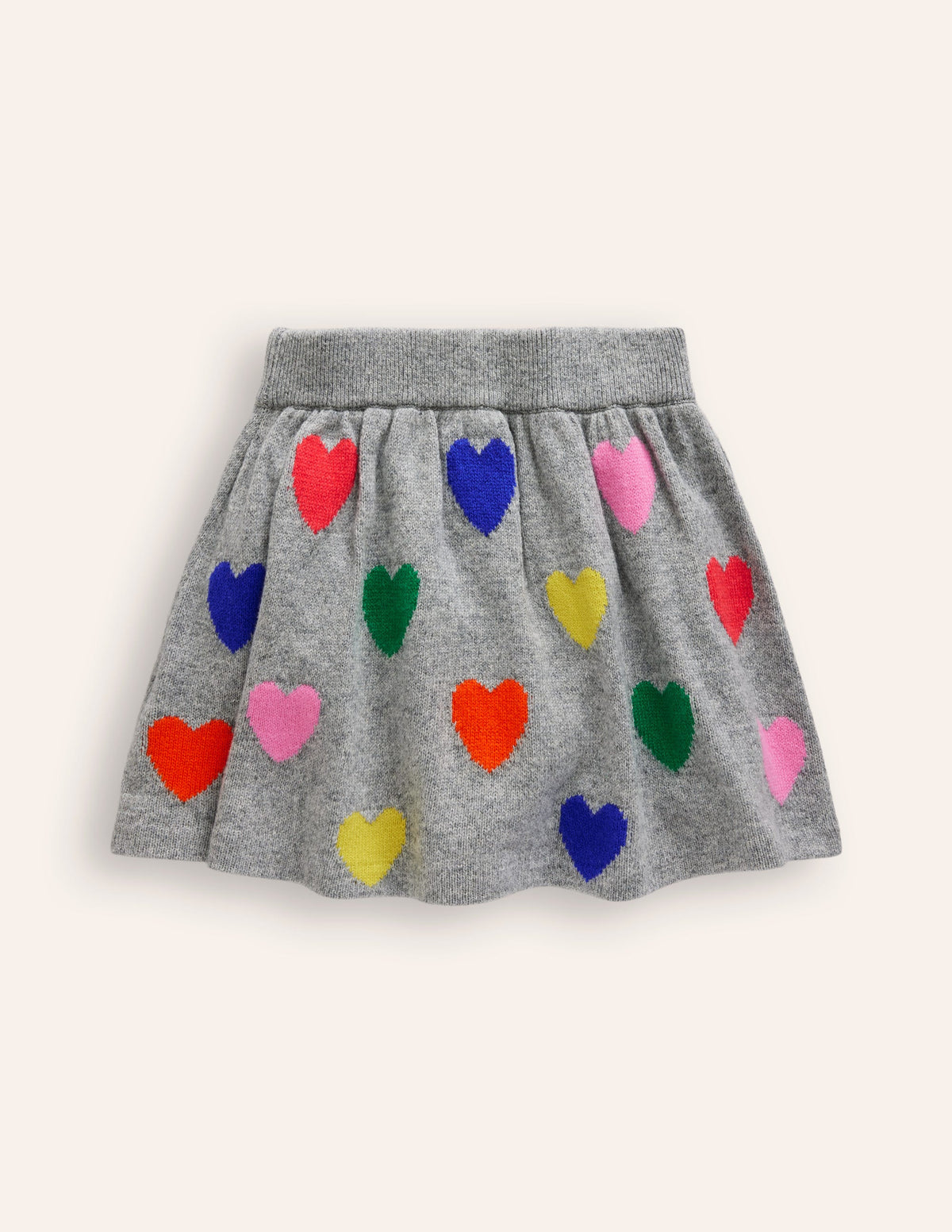 Knitted Flare Skirt-Grey Multi Hearts - Image 6