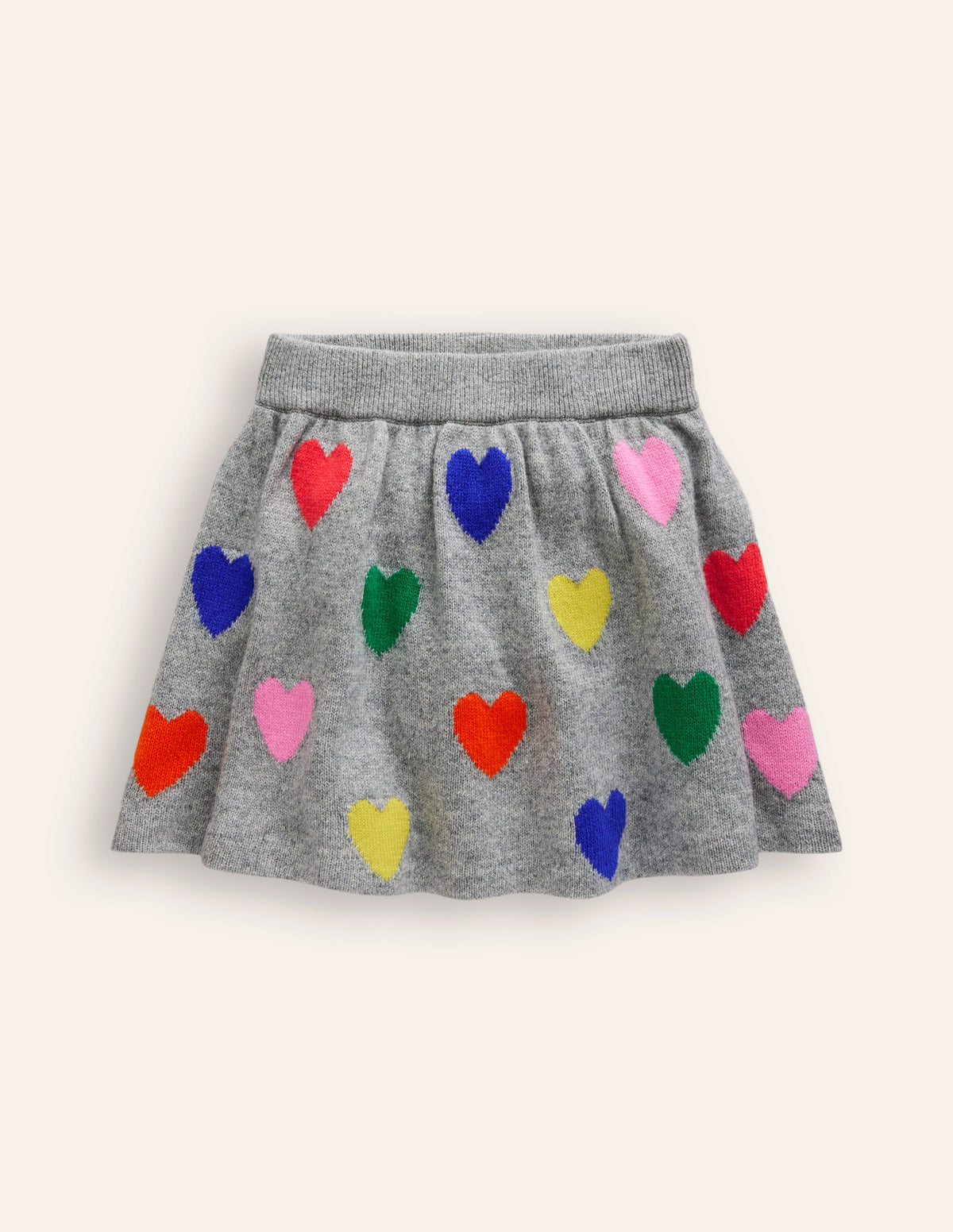 Knitted Flare Skirt-Grey Multi Hearts - Image 5