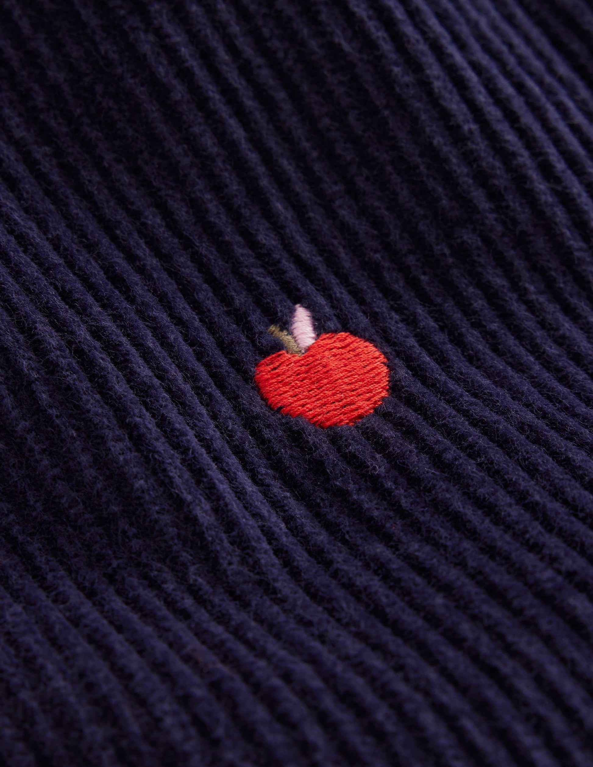 Embroidered Pull-On Trousers-College Navy Apples-5