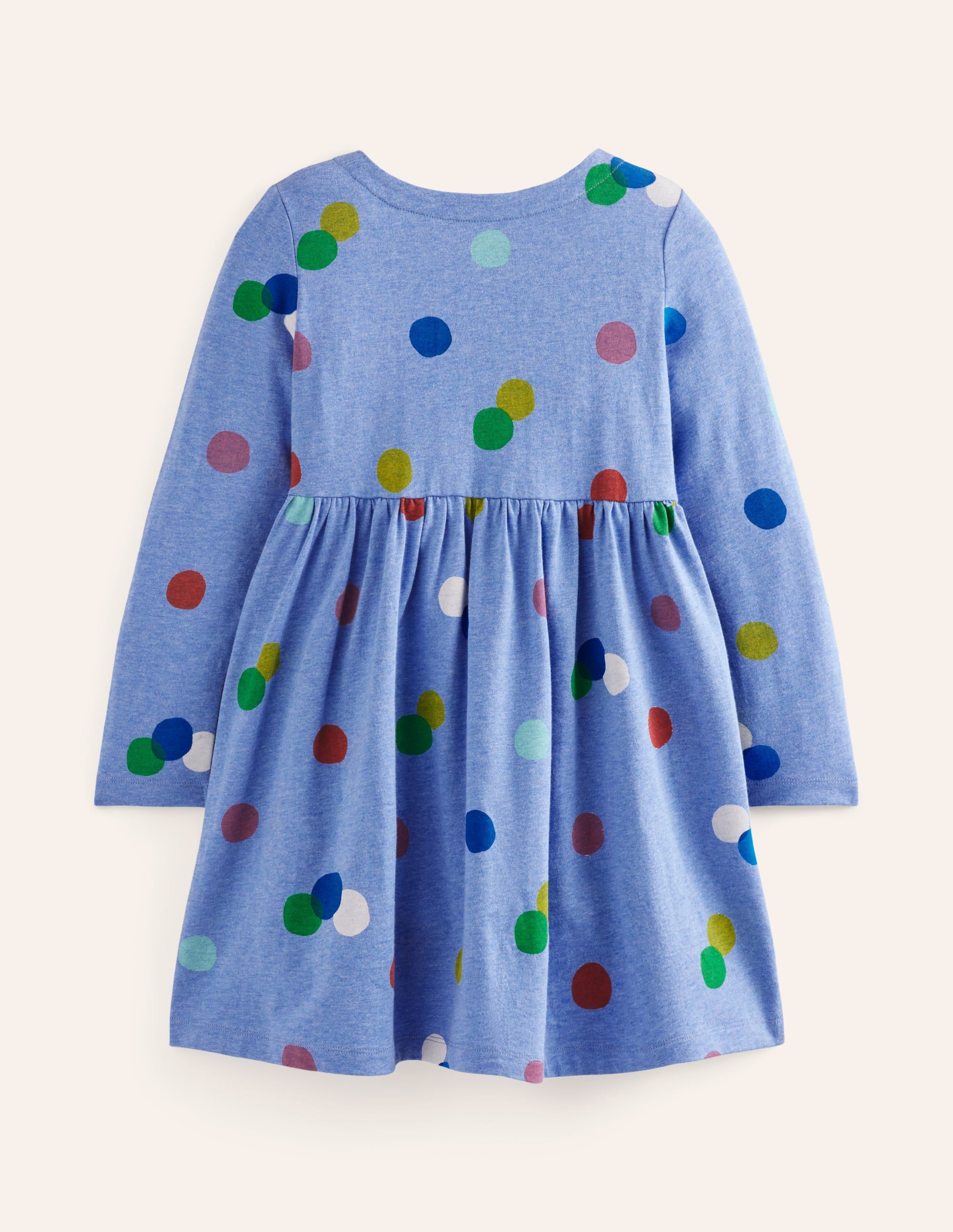 Long-Sleeved Fun Jersey Dress-Blue Marl Painted Spot - Image 2