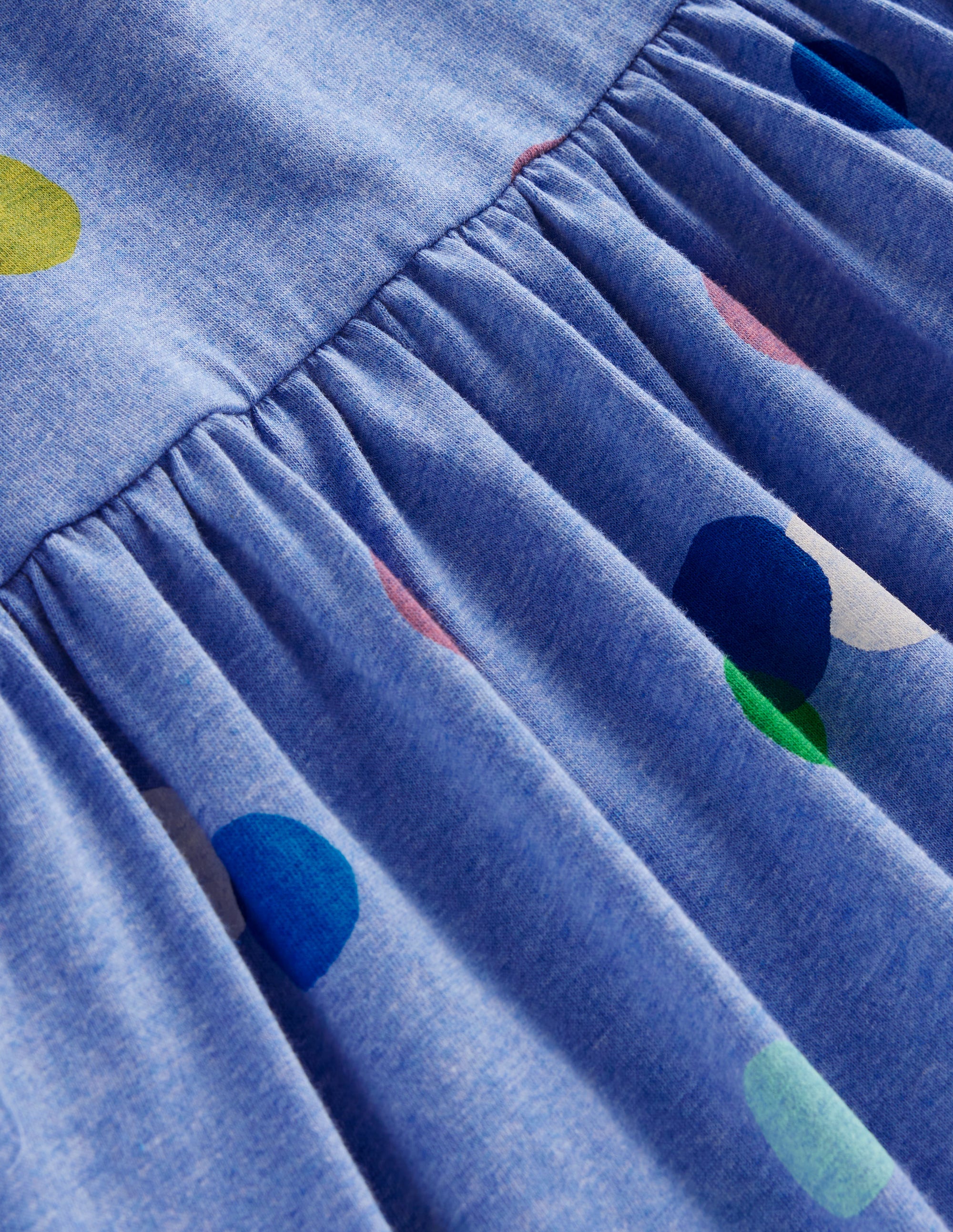 Long-Sleeved Fun Jersey Dress-Blue Marl Painted Spot - Image 3