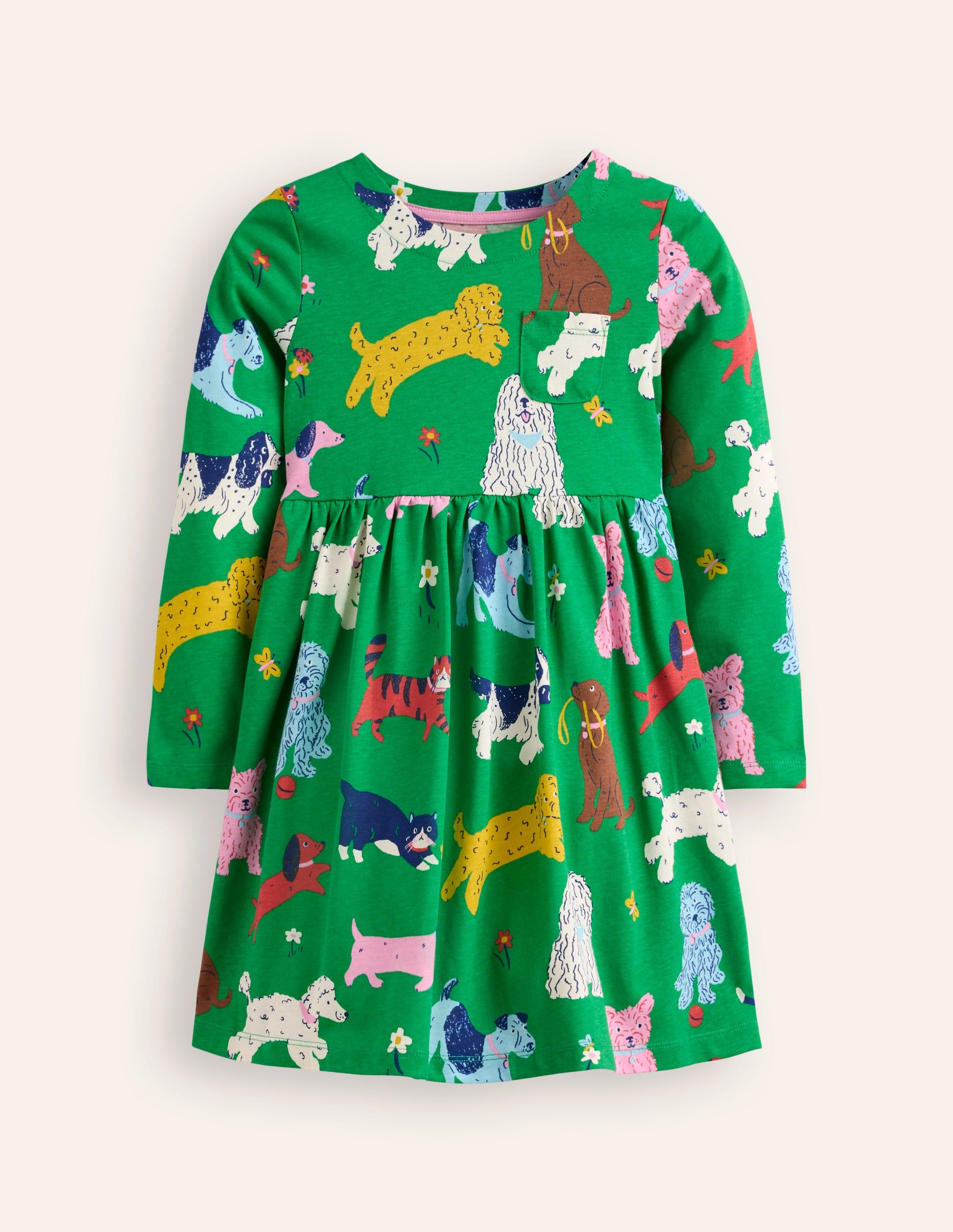Long-Sleeved Fun Jersey Dress-Green Park Play Pets-4