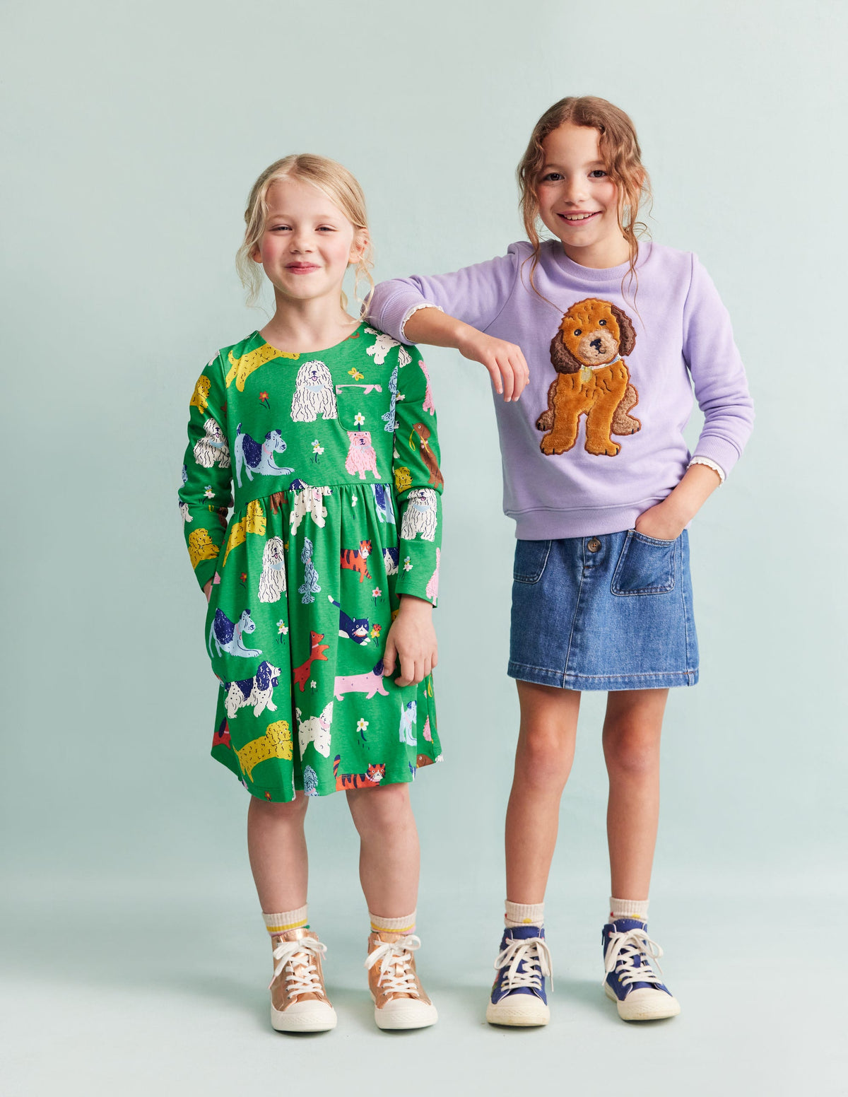 Long-Sleeved Fun Jersey Dress-Green Park Play Pets-3
