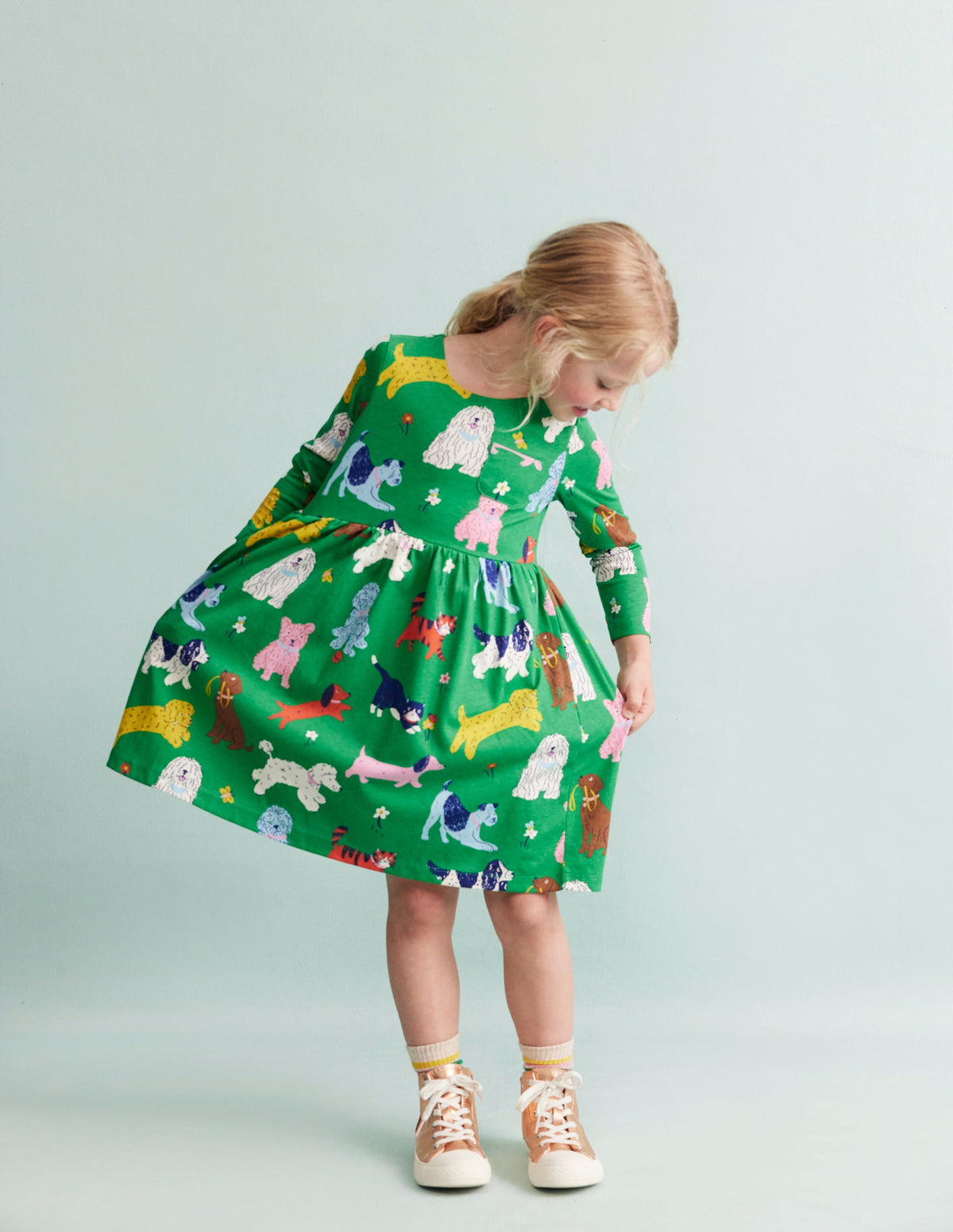 Long-Sleeved Fun Jersey Dress-Green Park Play Pets - Image 7
