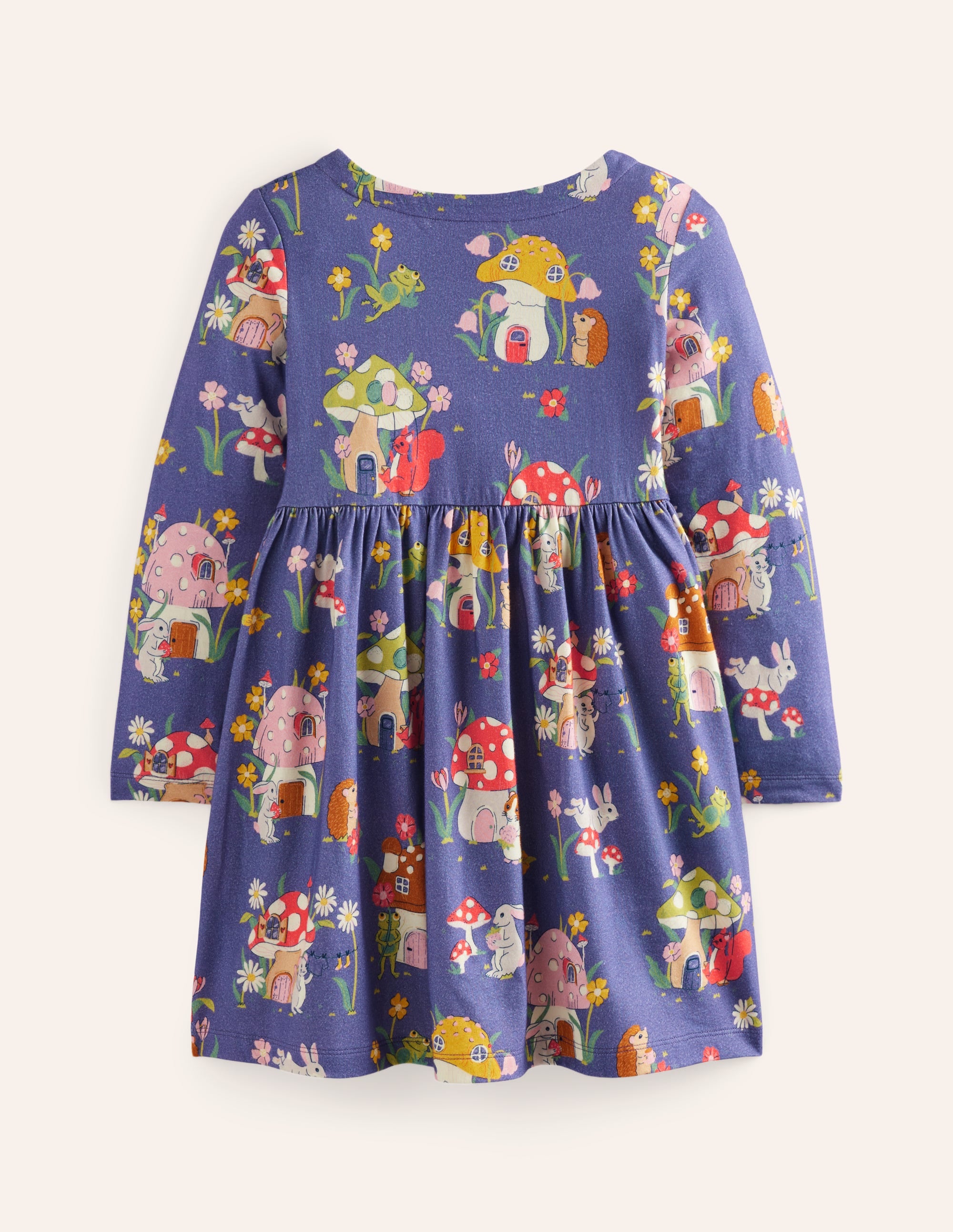Long-Sleeved Fun Jersey Dress-Starboard Toadstool Village - Image 2