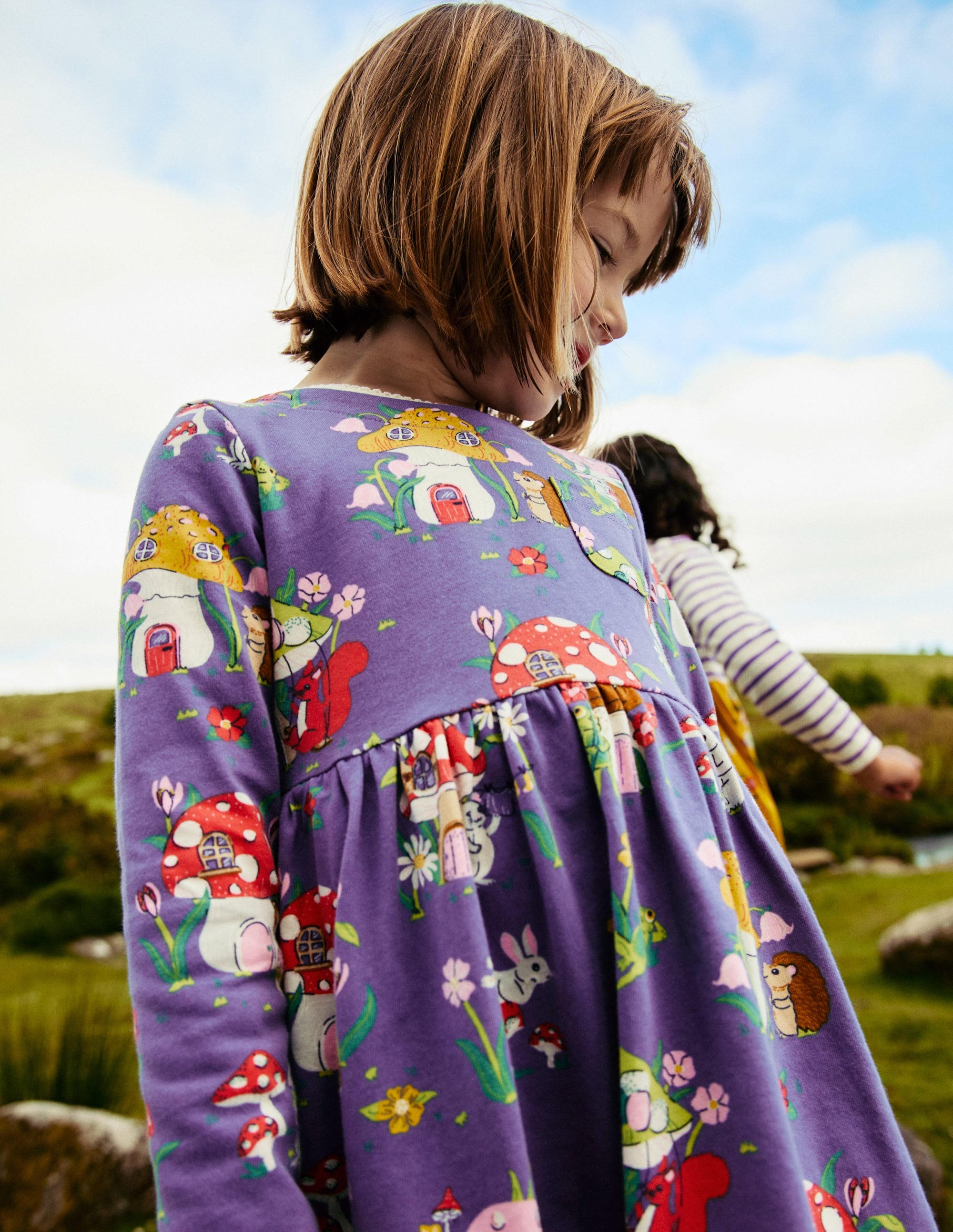 Long-Sleeved Fun Jersey Dress-Starboard Toadstool Village - Image 4
