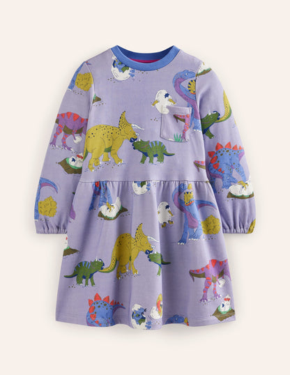 Loopback Sweatshirt Dress-Lilac Dino Family-5