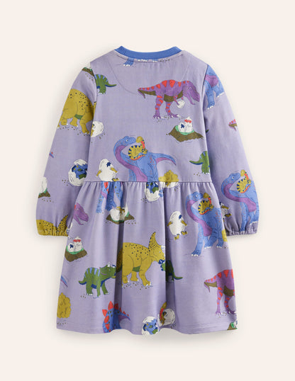 Loopback Sweatshirt Dress-Lilac Dino Family-6