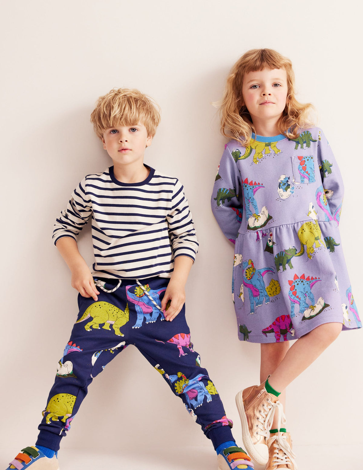 Loopback Sweatshirt Dress-Lilac Dino Family - Image 2