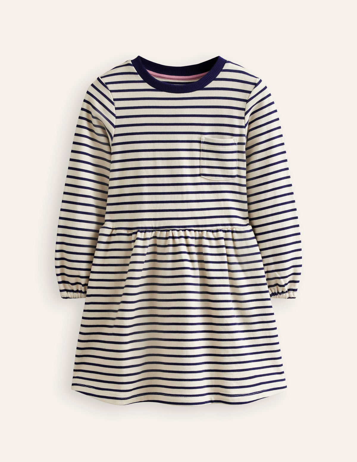 Loopback Sweatshirt Dress-White/ College Navy Stripe-1