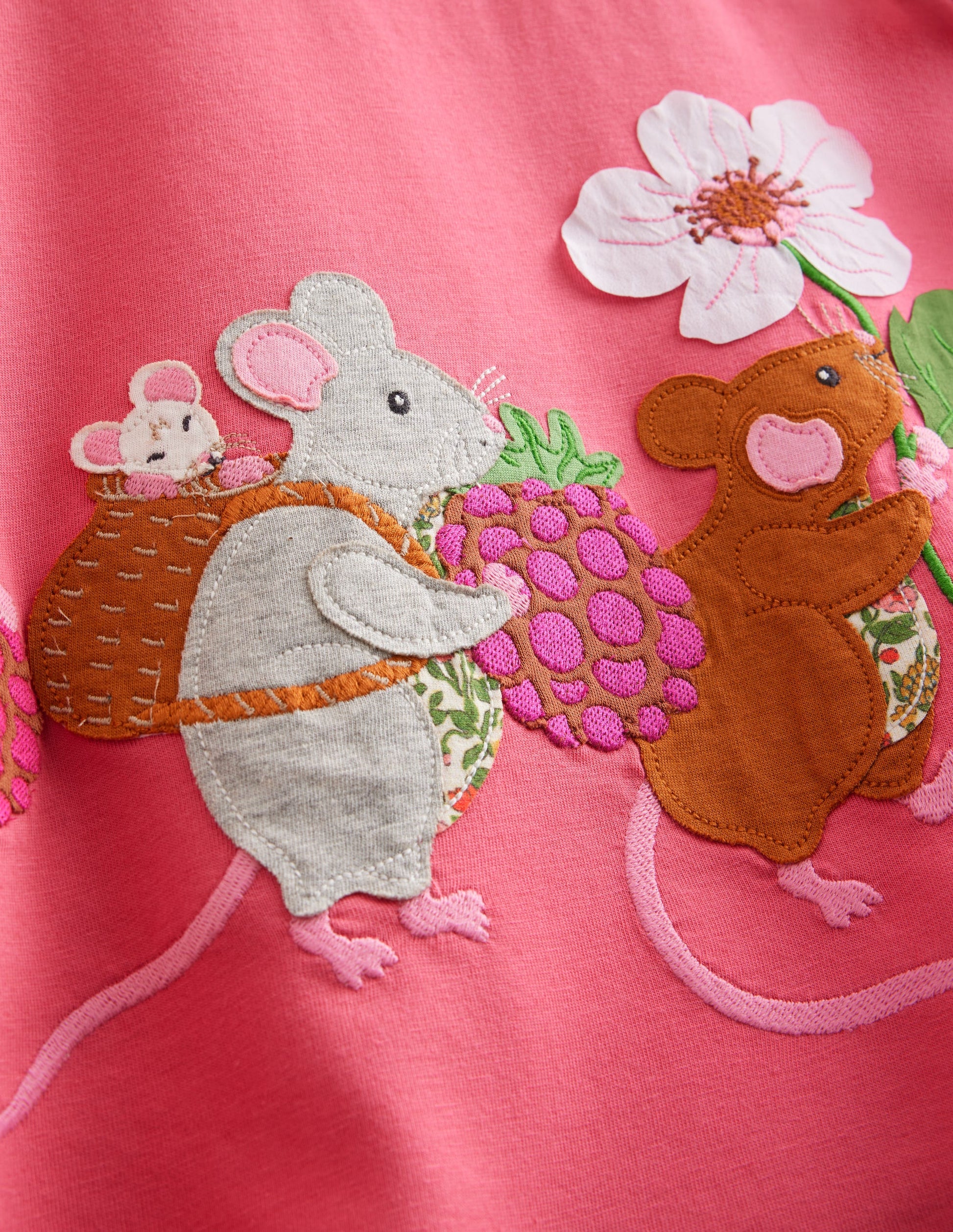 Elsie Big Appliqué Dress-Rapture Rose Pink Mice-3
